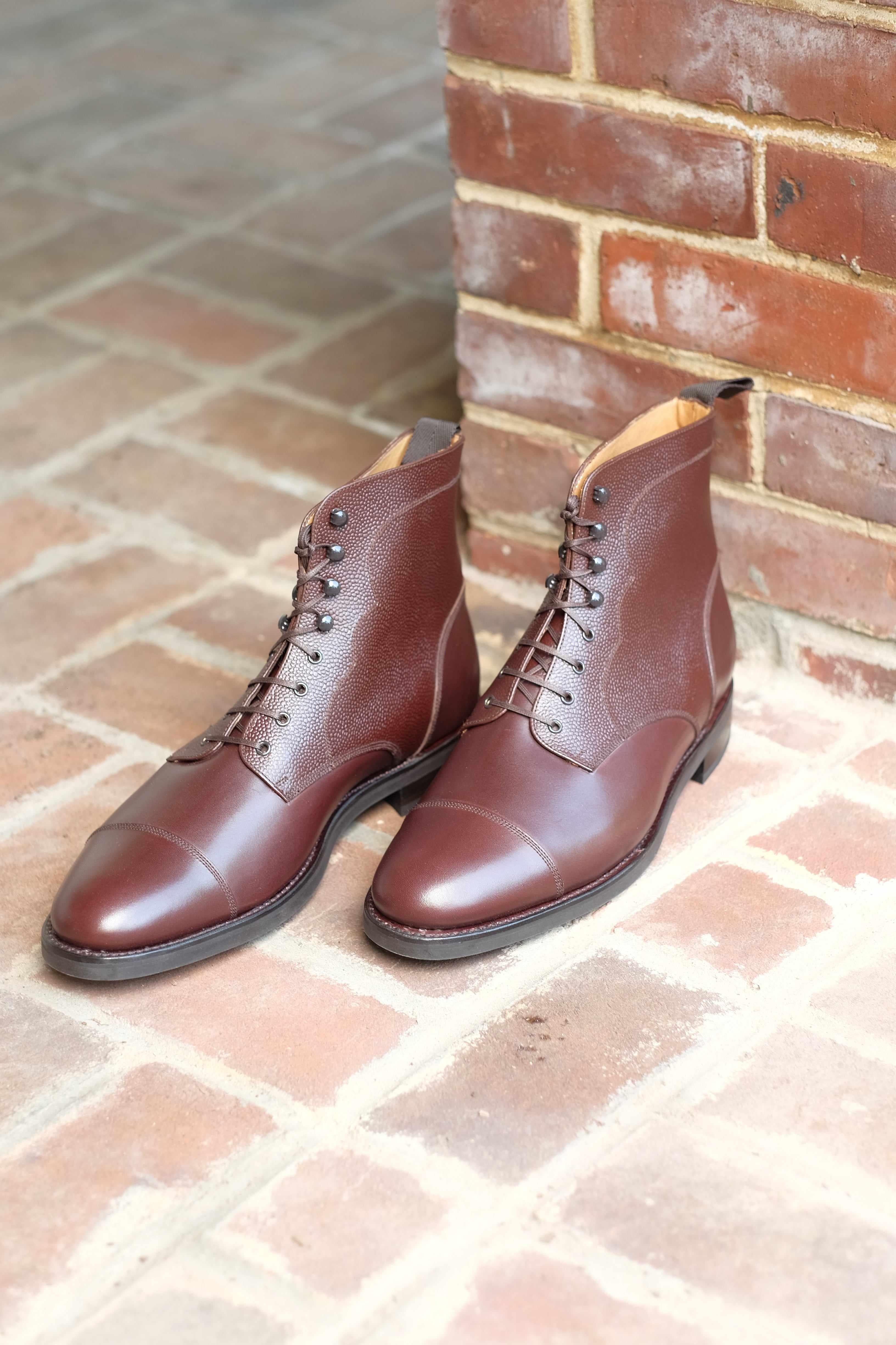 Columbia Redux - Dark Oak Calf / Dark Oak Grain-Derby Boots-J.FitzPatrick Footwear