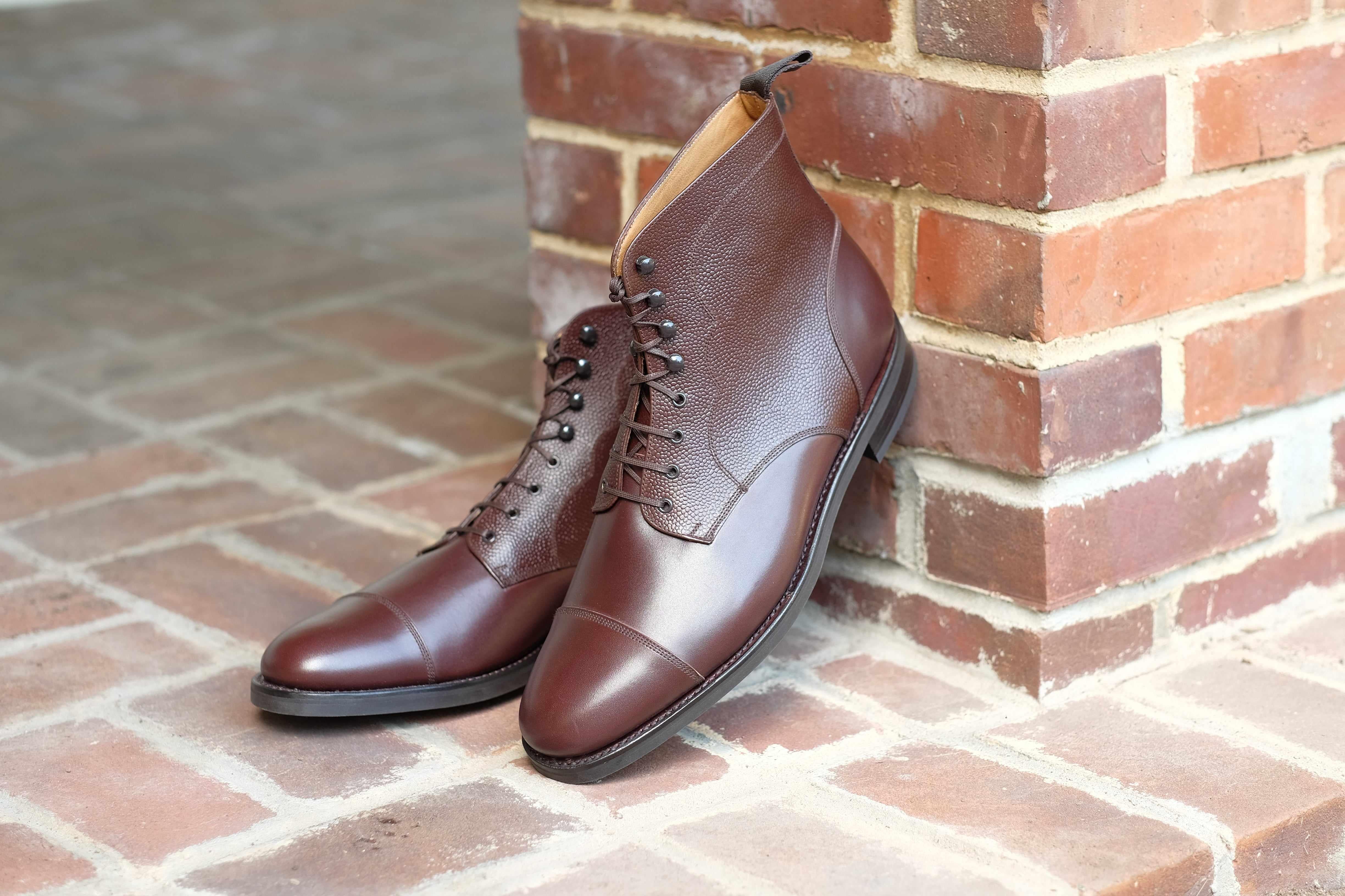 Columbia Redux - Dark Oak Calf / Dark Oak Grain-Derby Boots-J.FitzPatrick Footwear