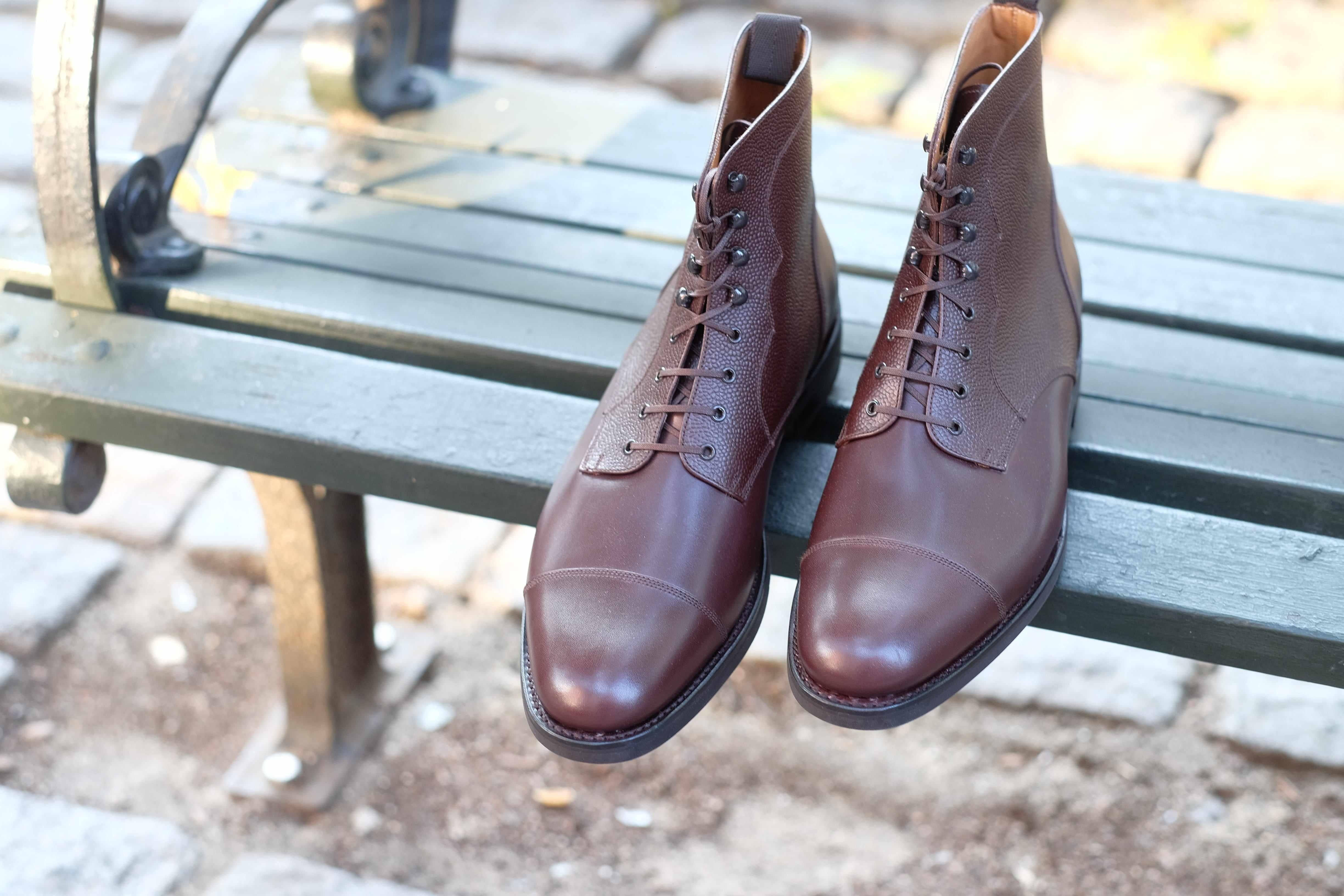 Columbia Redux - Dark Oak Calf / Dark Oak Grain-Derby Boots-J.FitzPatrick Footwear