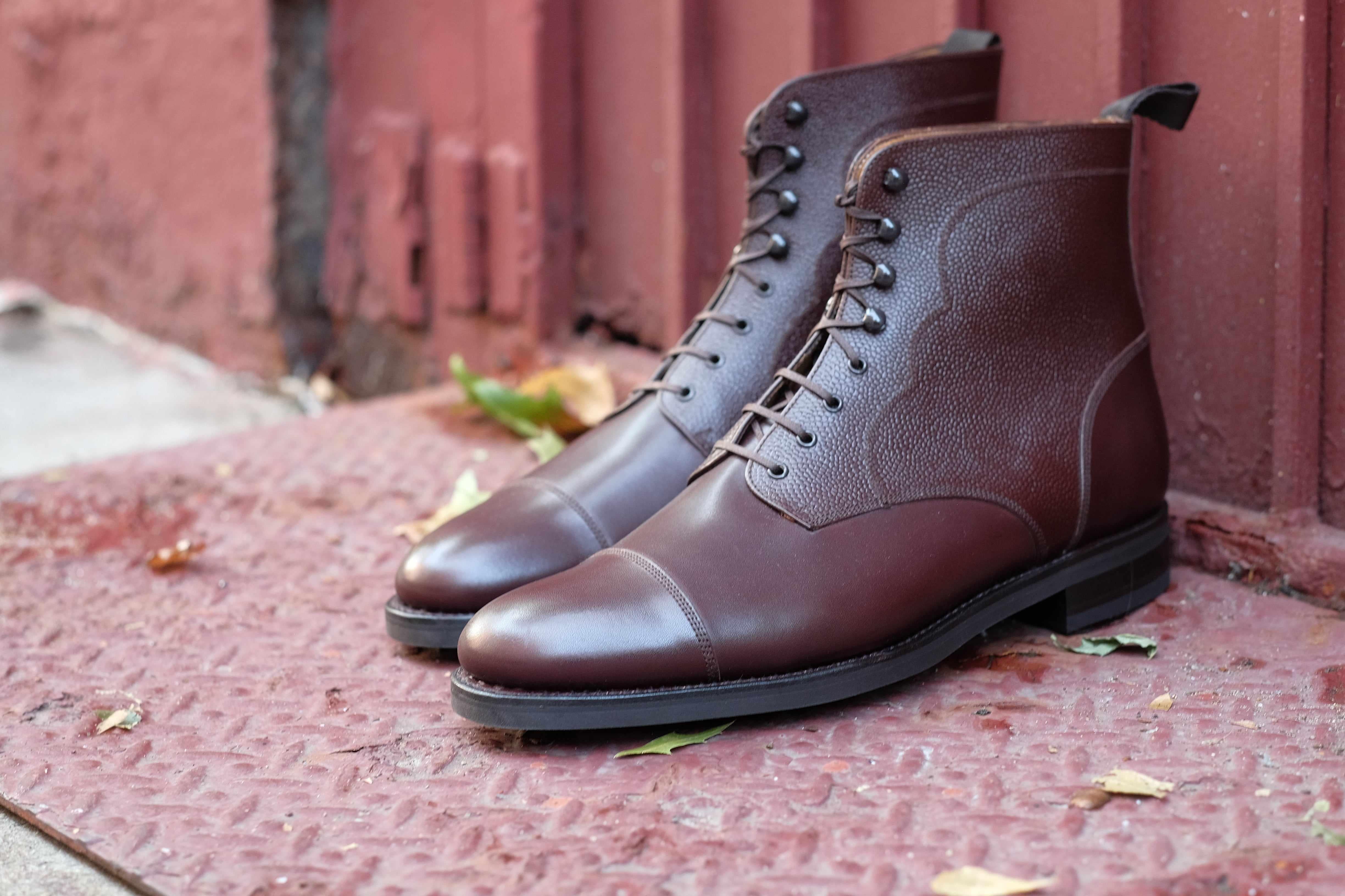 Columbia Redux - Dark Oak Calf / Dark Oak Grain-Derby Boots-J.FitzPatrick Footwear