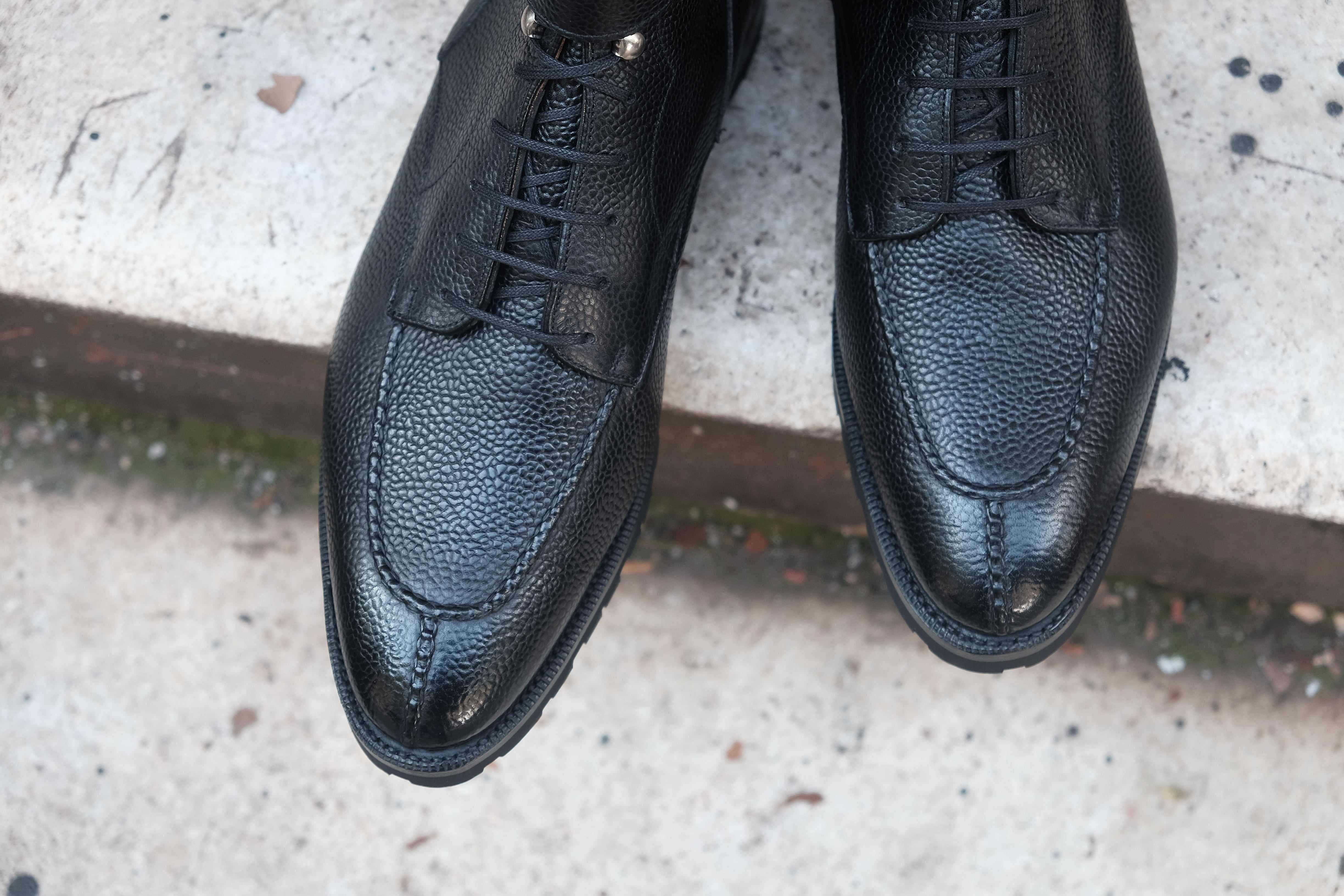 Colville - Black Scotch Grain-Strap Derby Boots-J.FitzPatrick Footwear