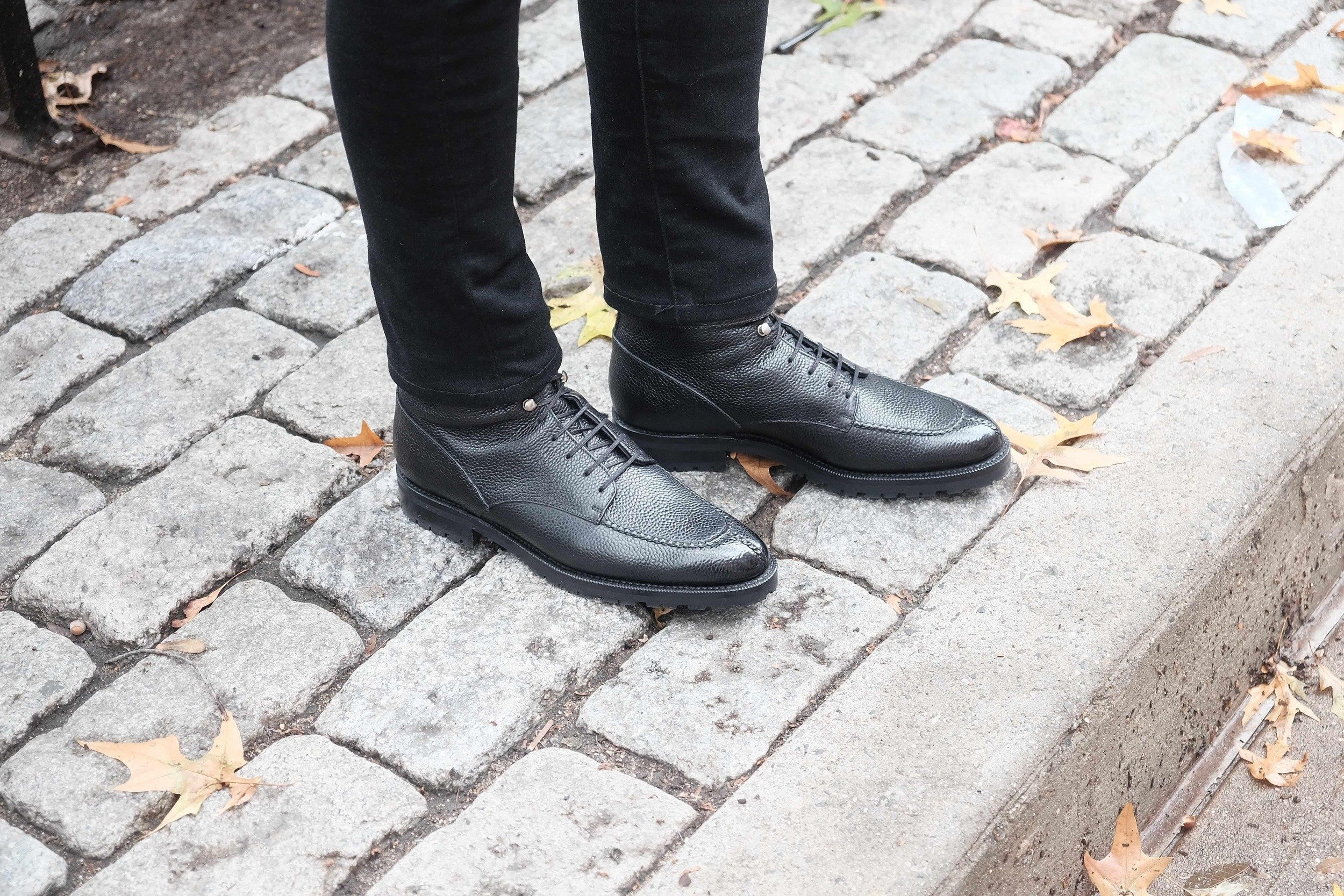 Colville - Black Scotch Grain-Strap Derby Boots-J.FitzPatrick Footwear