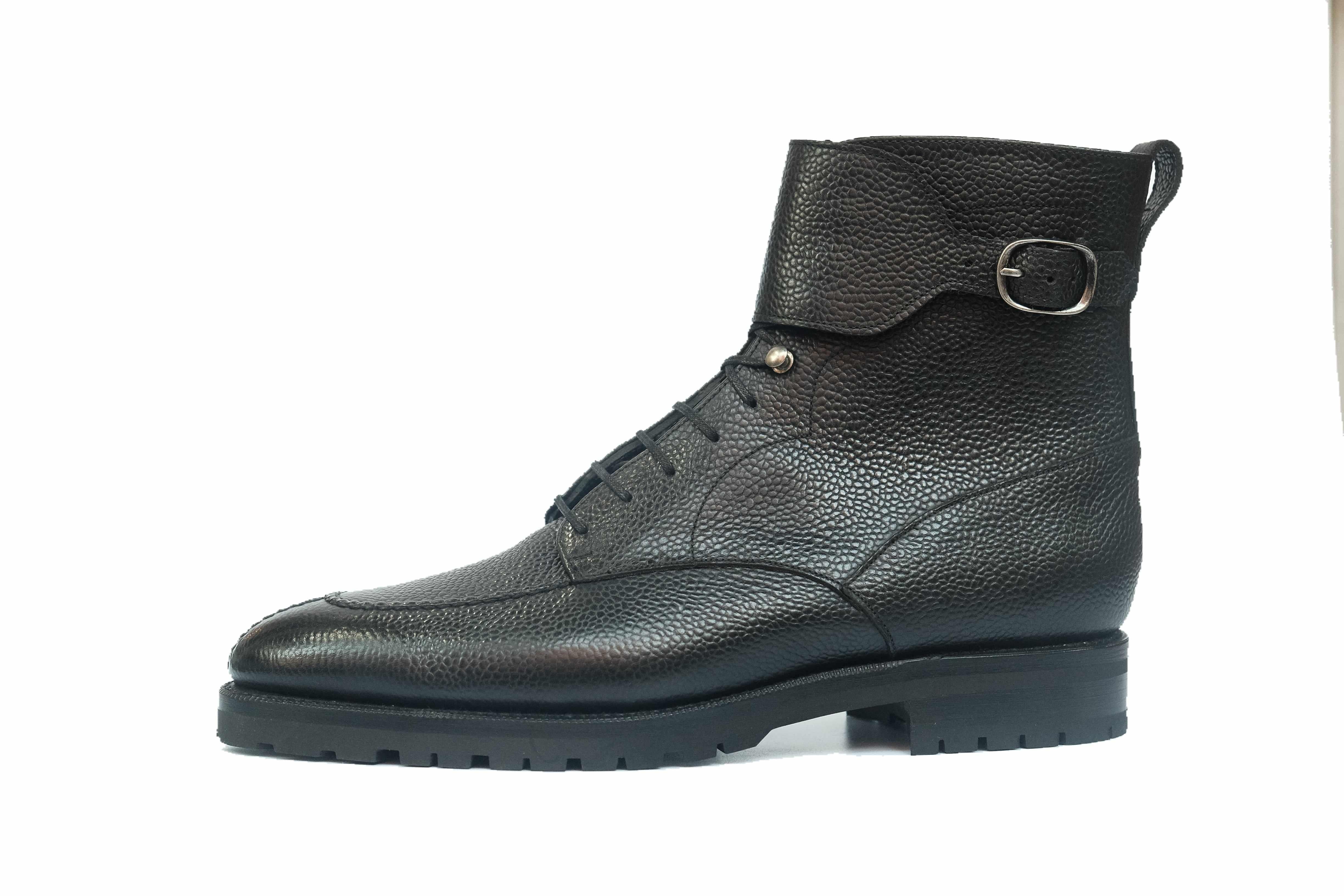 Colville - Black Scotch Grain-Strap Derby Boots-J.FitzPatrick Footwear