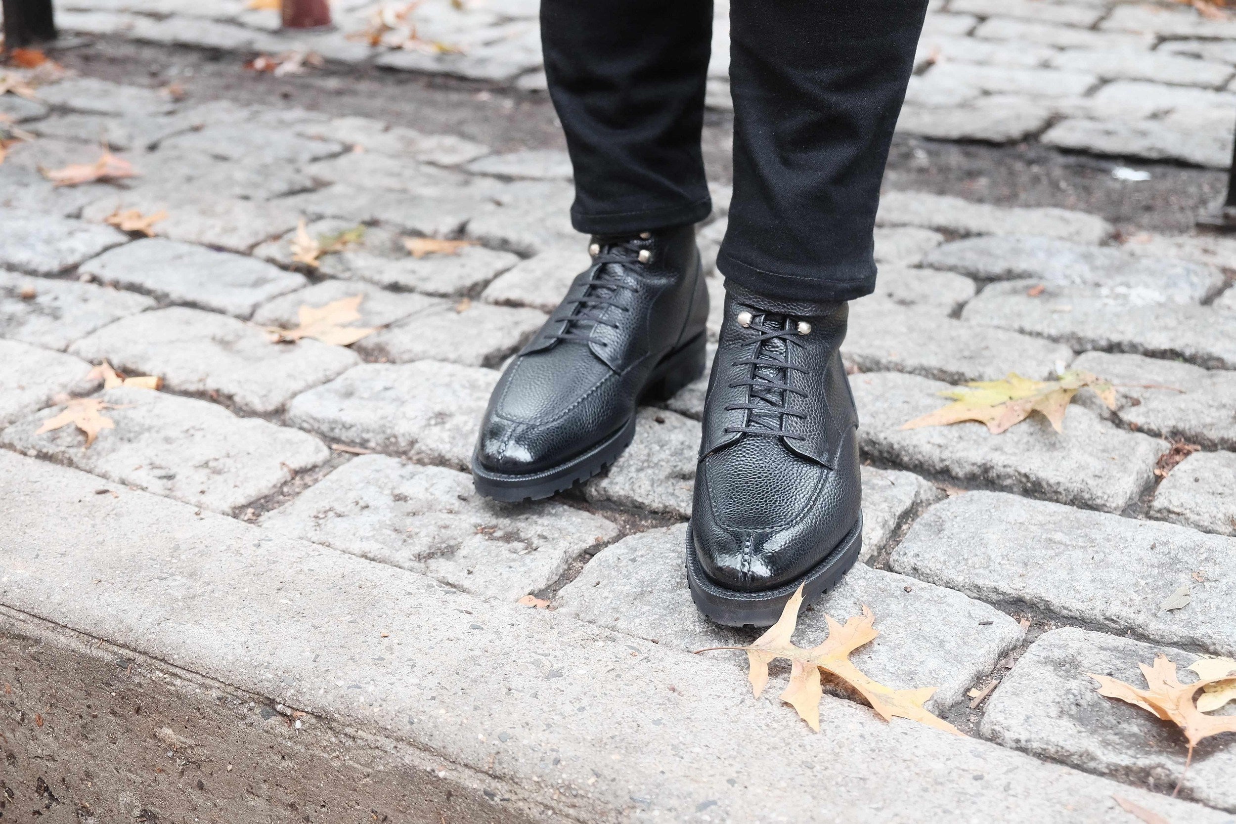 Colville - Black Scotch Grain-Strap Derby Boots-J.FitzPatrick Footwear