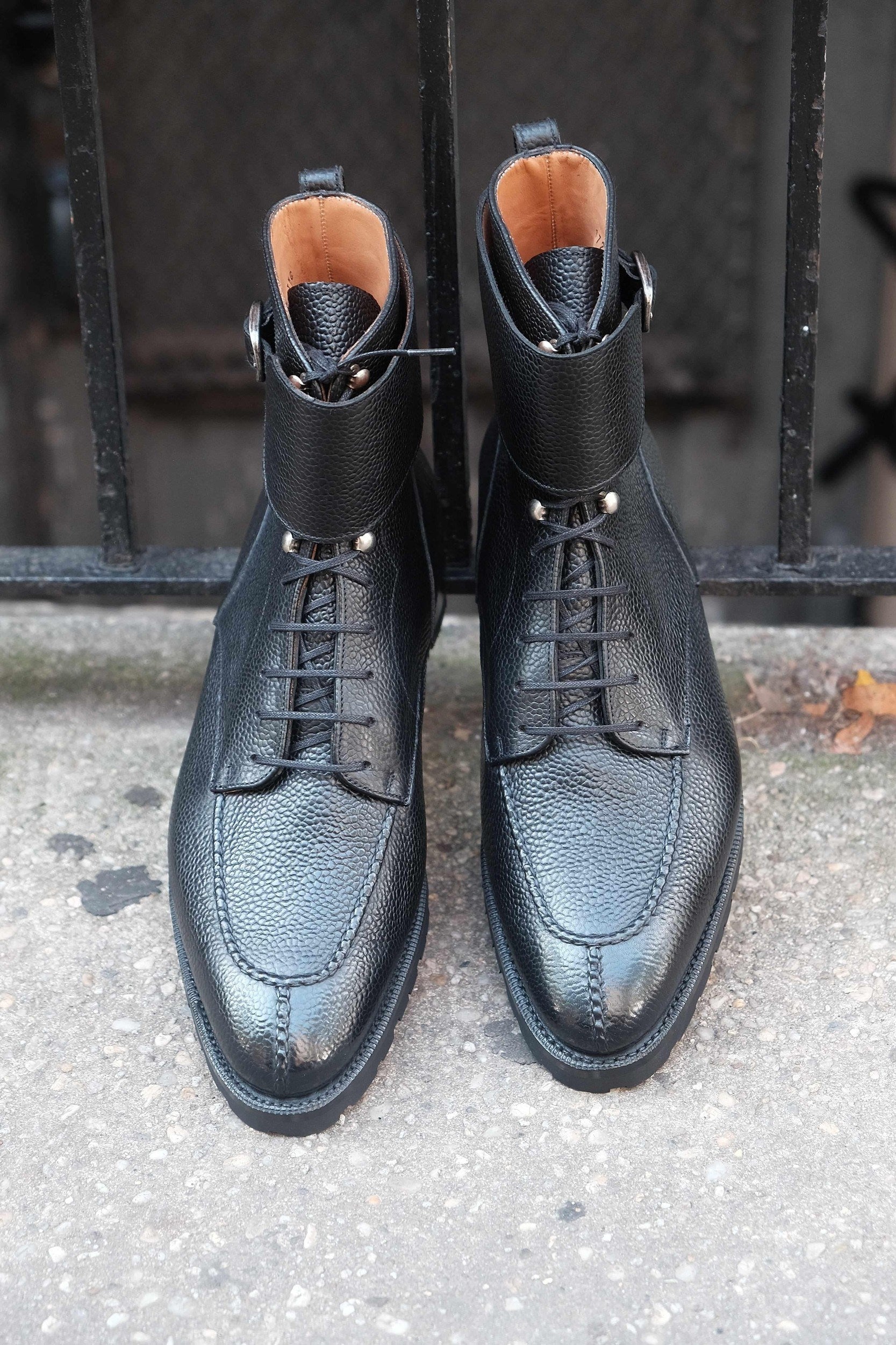 Colville - Black Scotch Grain-Strap Derby Boots-J.FitzPatrick Footwear