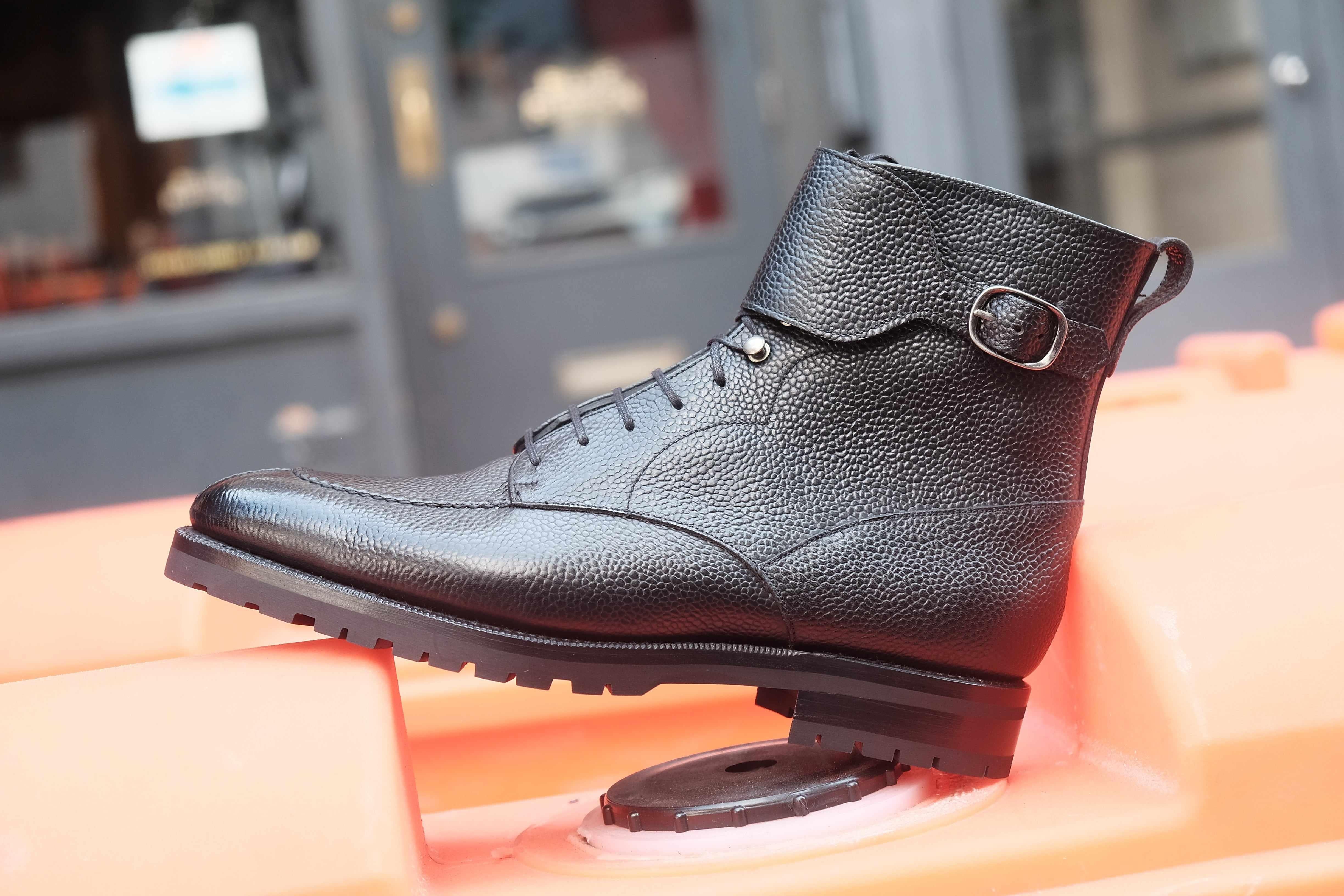 Colville - Black Scotch Grain-Strap Derby Boots-J.FitzPatrick Footwear