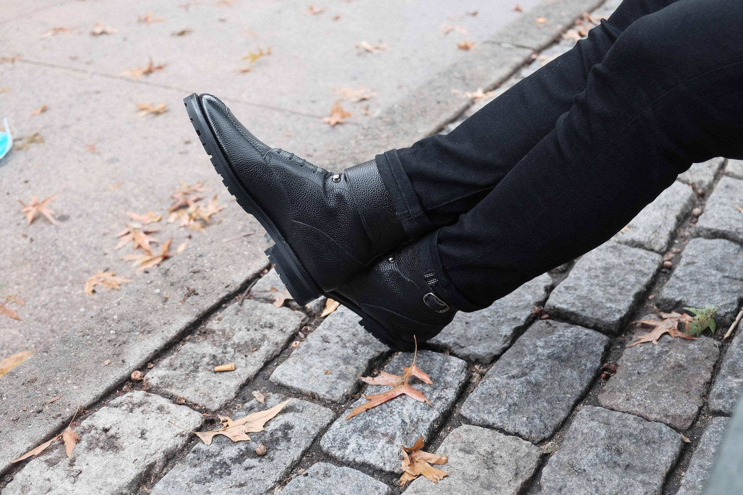 Colville - Black Scotch Grain-Strap Derby Boots-J.FitzPatrick Footwear