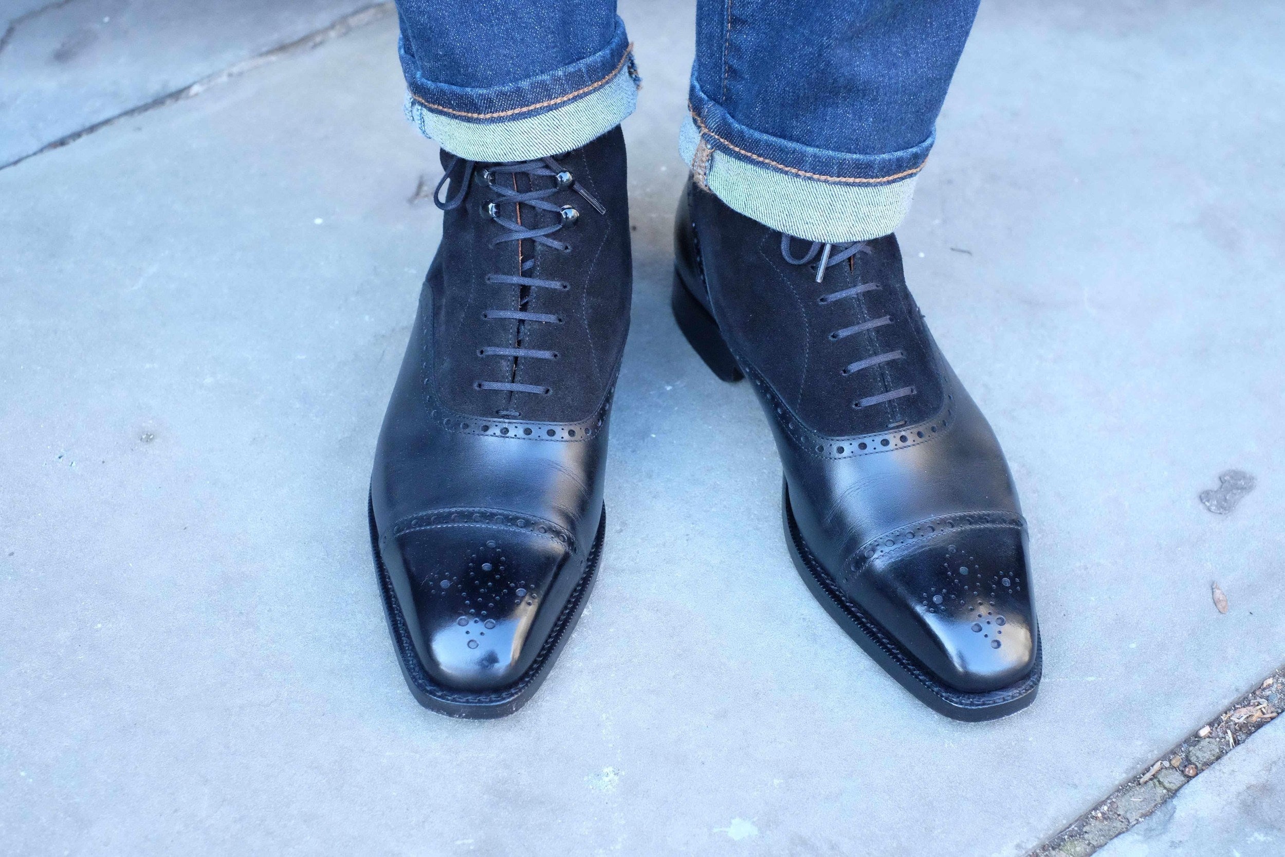 David - Black Calf / Black Suede-Balmoral Boots-J.FitzPatrick Footwear