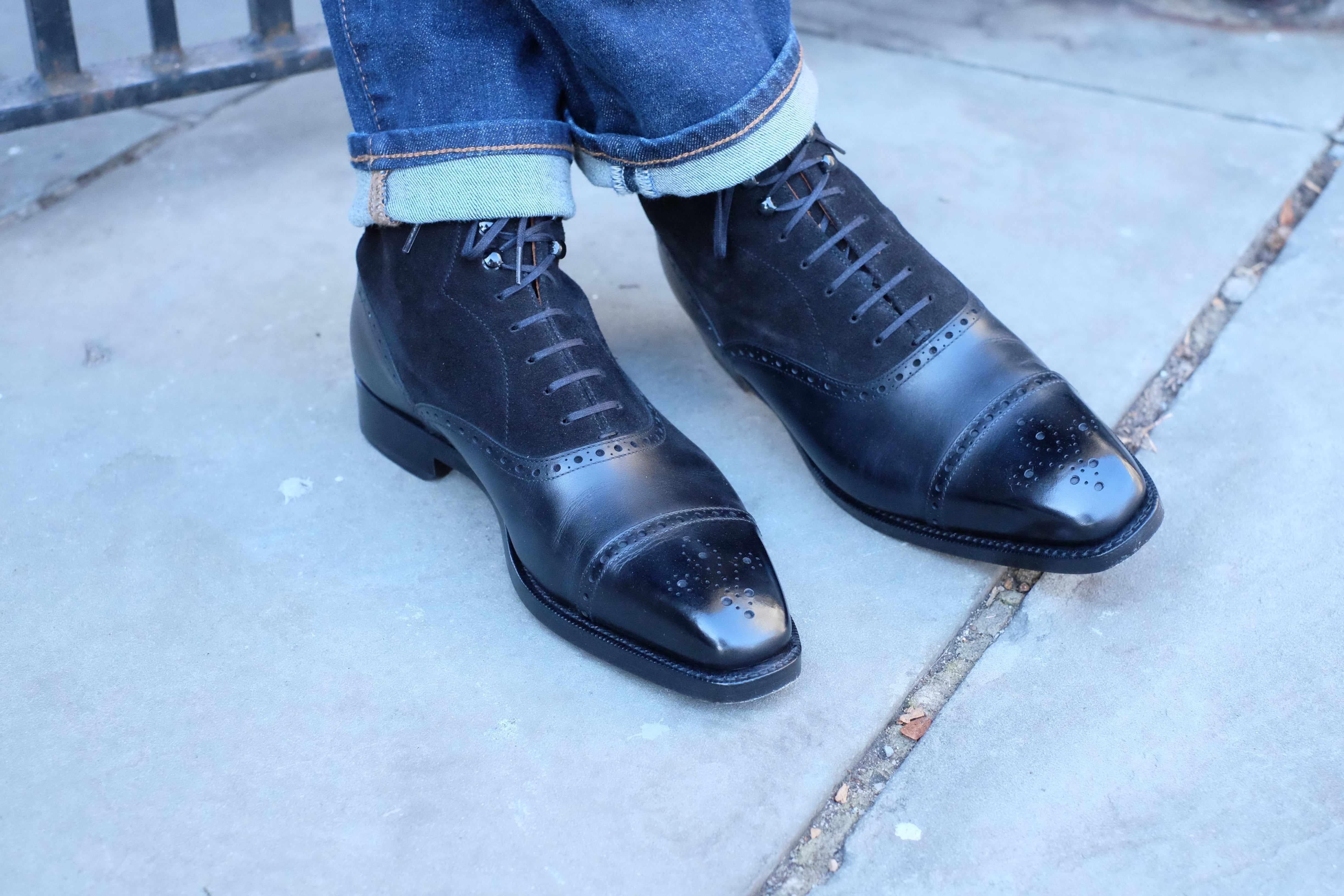 David - Black Calf / Black Suede-Balmoral Boots-J.FitzPatrick Footwear