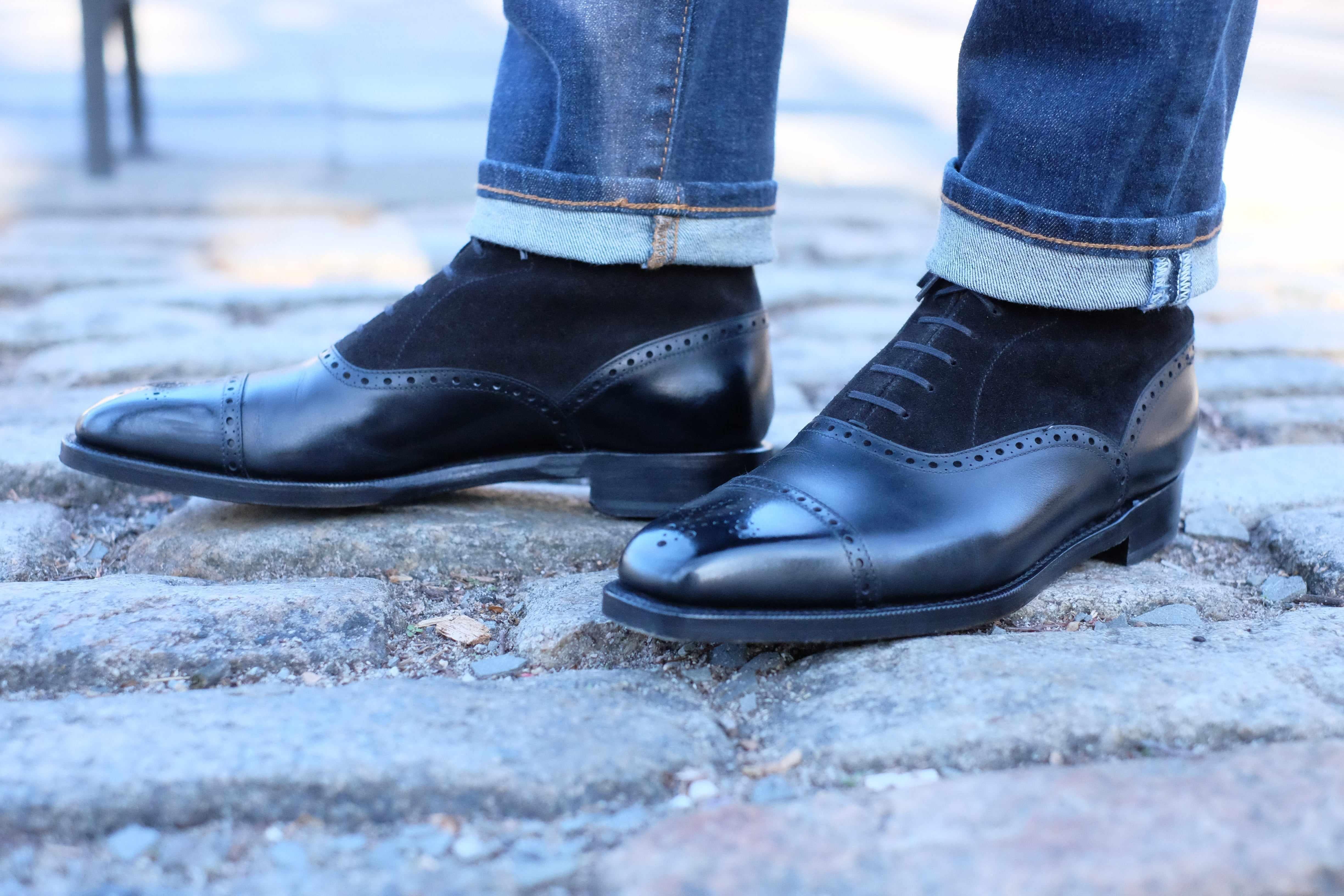 David - Black Calf / Black Suede-Balmoral Boots-J.FitzPatrick Footwear