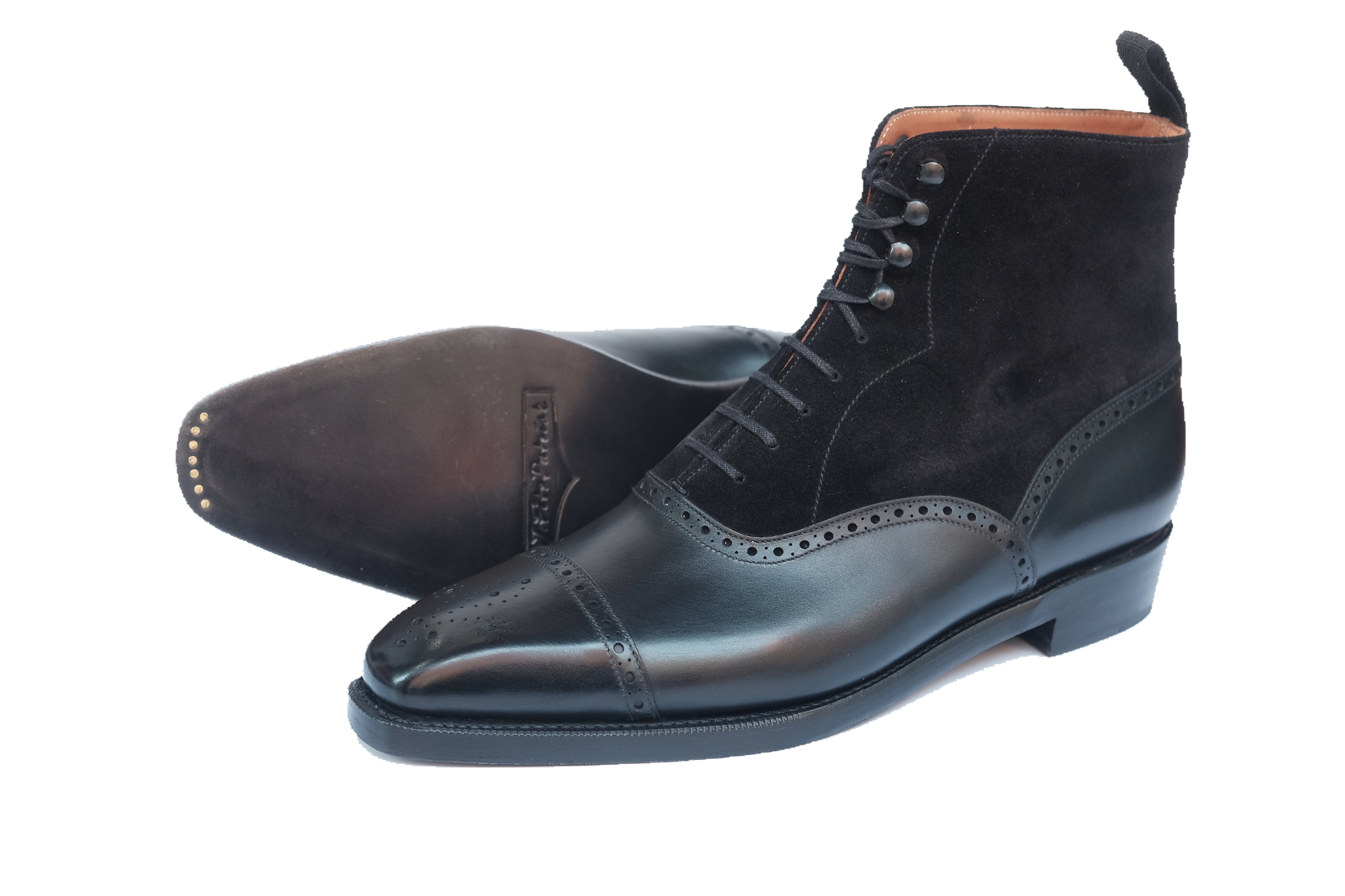 David - Black Calf / Black Suede-Balmoral Boots-J.FitzPatrick Footwear