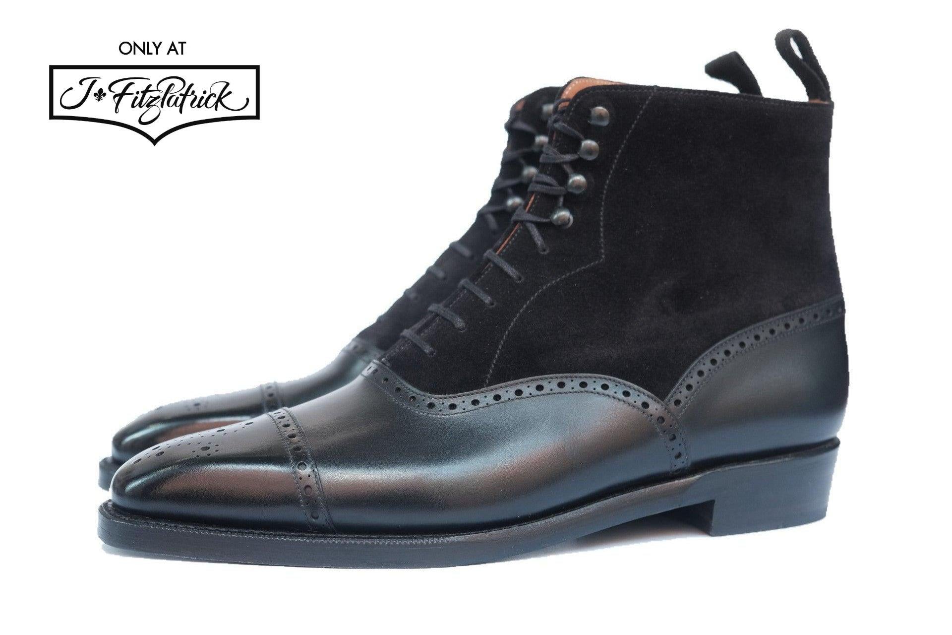 David - Black Calf / Black Suede-Balmoral Boots-J.FitzPatrick Footwear