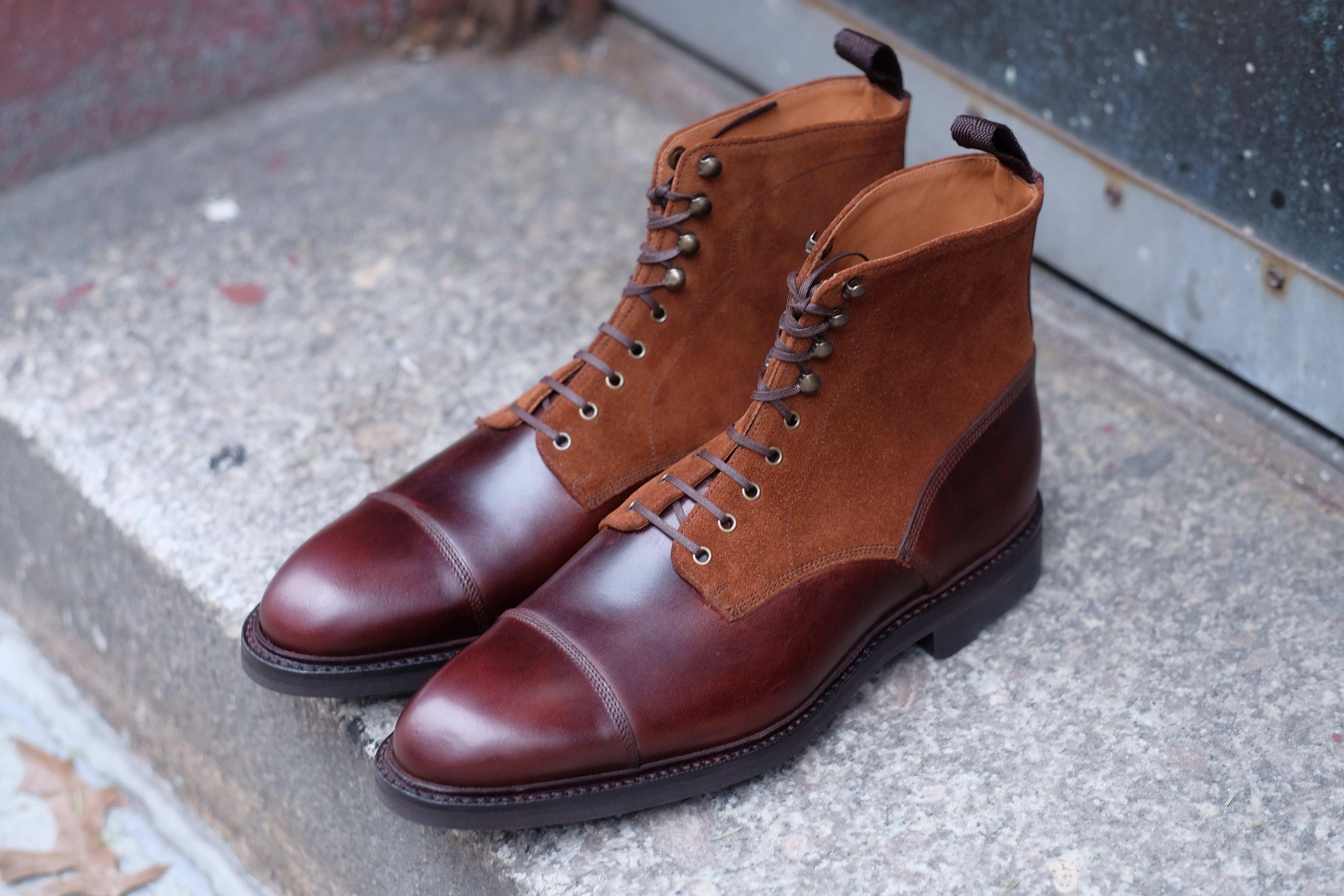 Delridge - MTO - Rugged Brown / Snuff Suede - NGT Last - Double Rugged Rubber Sole w/ Stormwelt-Made To Order Boot Derby Cap Toe-J.FitzPatrick Footwear