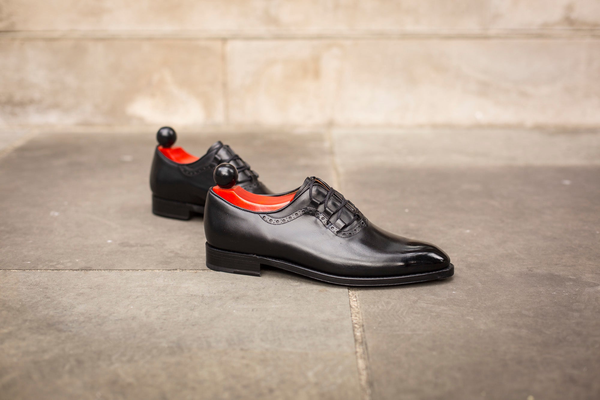 Everett - MTO - Black Calf - SEA Last - Double Leather Sole-Made To Order Plain Toe Ghillie Oxfords Brogue-J.FitzPatrick Footwear