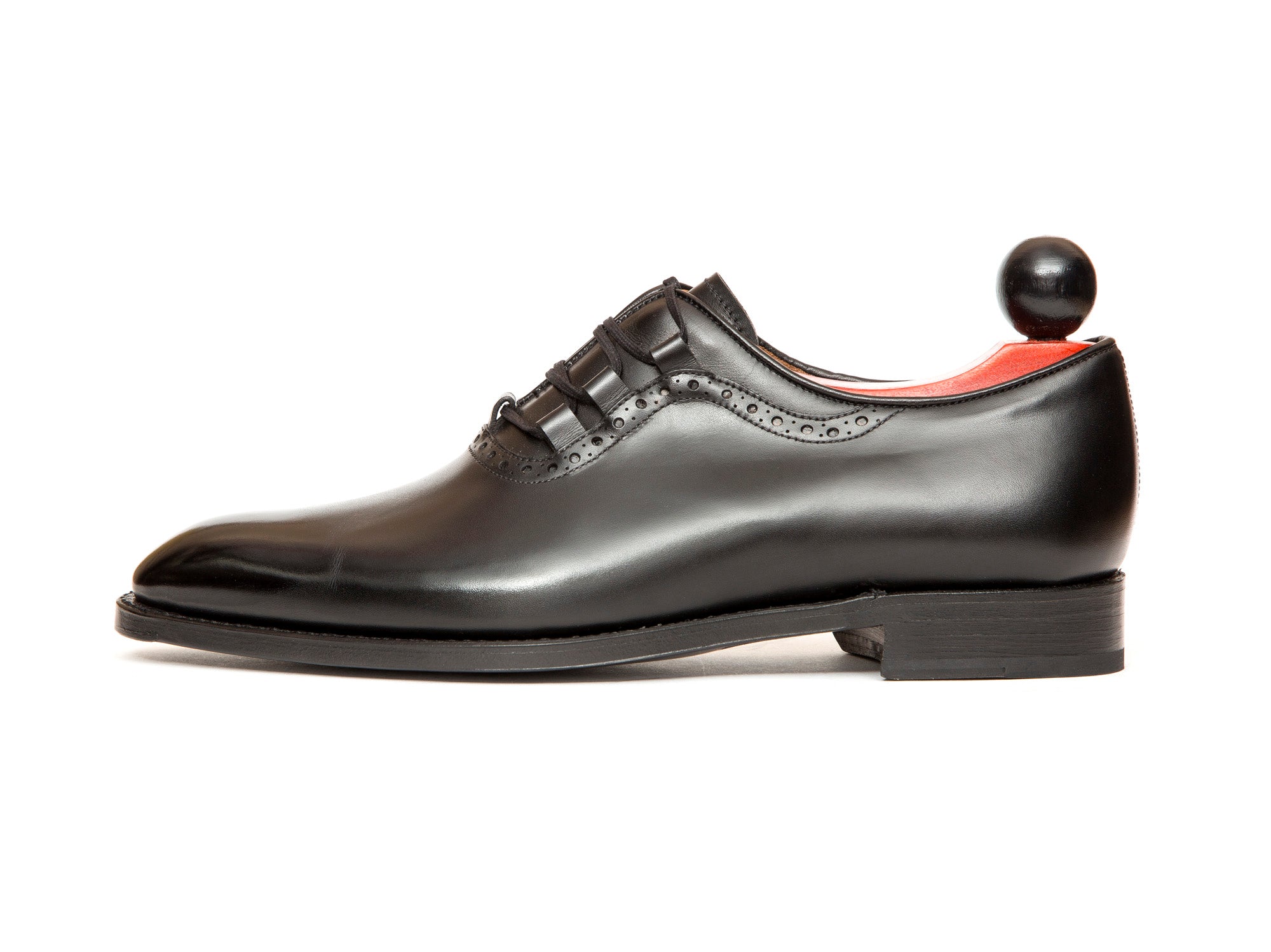 Everett - MTO - Black Calf - SEA Last - Double Leather Sole-Made To Order Plain Toe Ghillie Oxfords Brogue-J.FitzPatrick Footwear