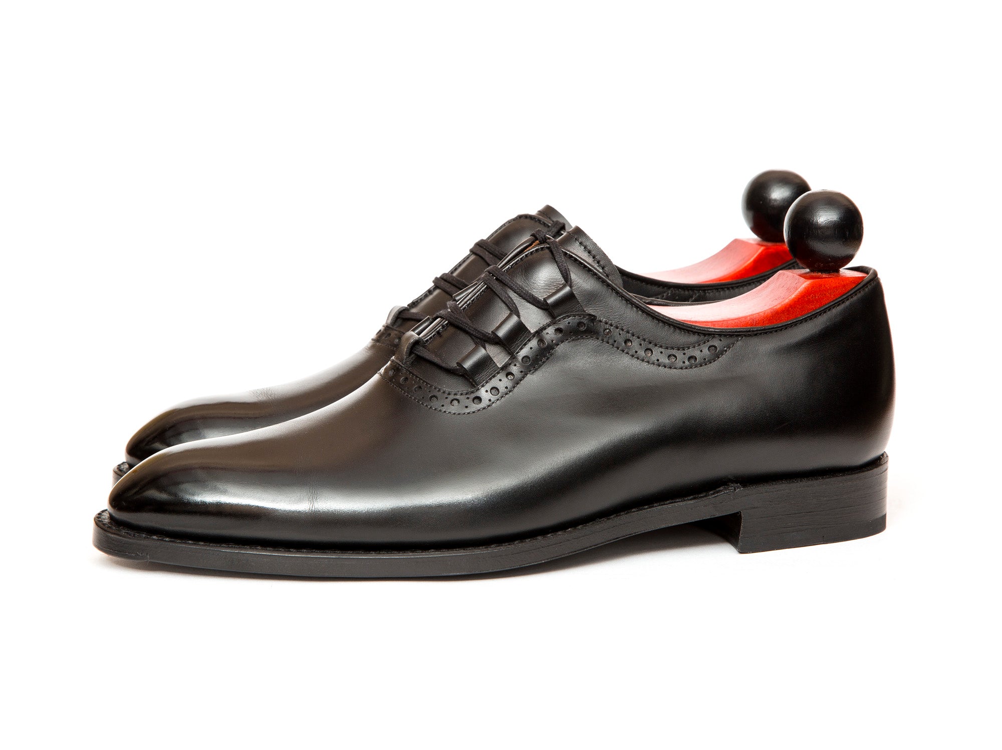 Everett - MTO - Black Calf - SEA Last - Double Leather Sole-Made To Order Plain Toe Ghillie Oxfords Brogue-J.FitzPatrick Footwear