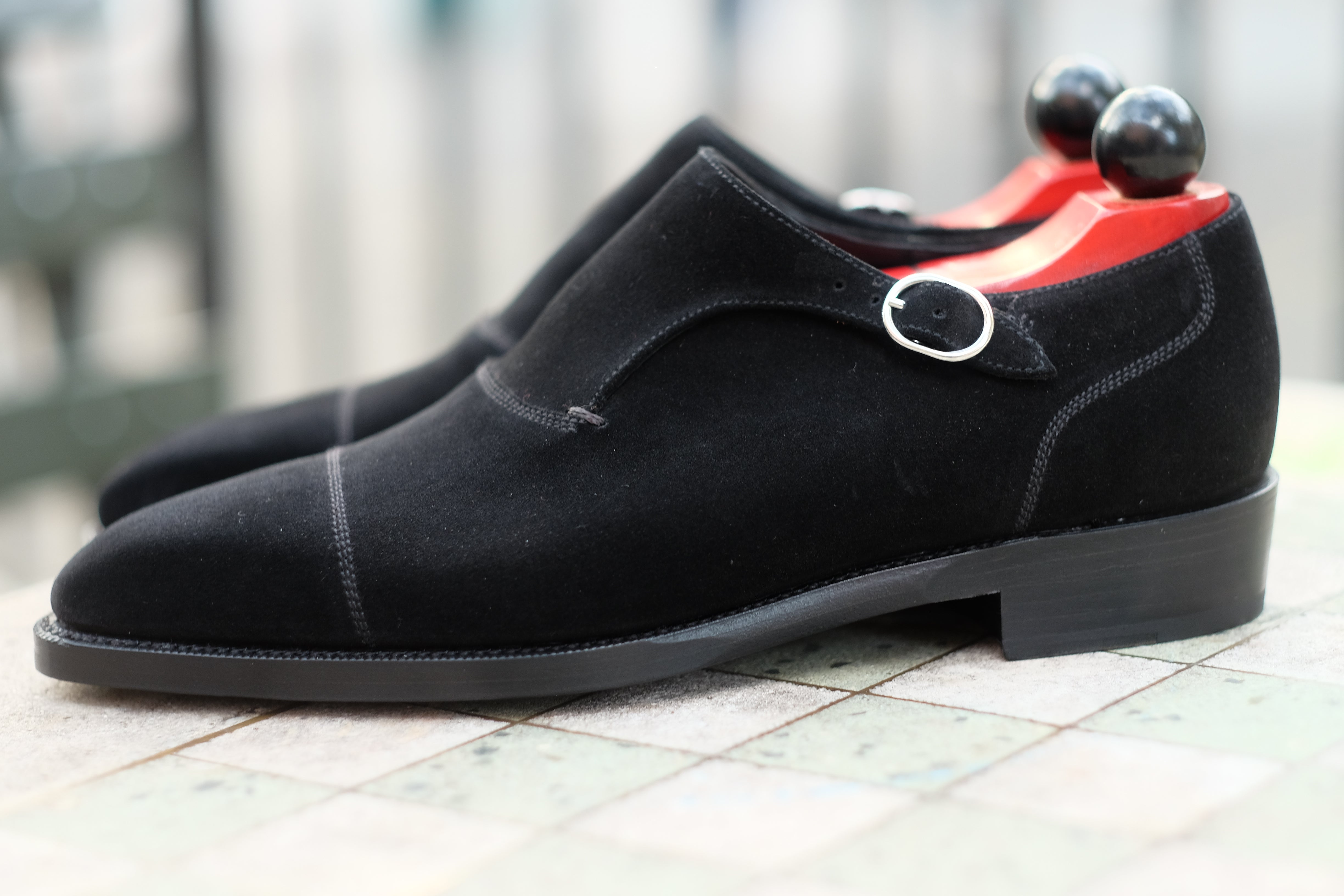Fauntleroy - MTO - Black Suede-Made To Order Single Monkstrap Captoe Cap Toe-J.FitzPatrick Footwear