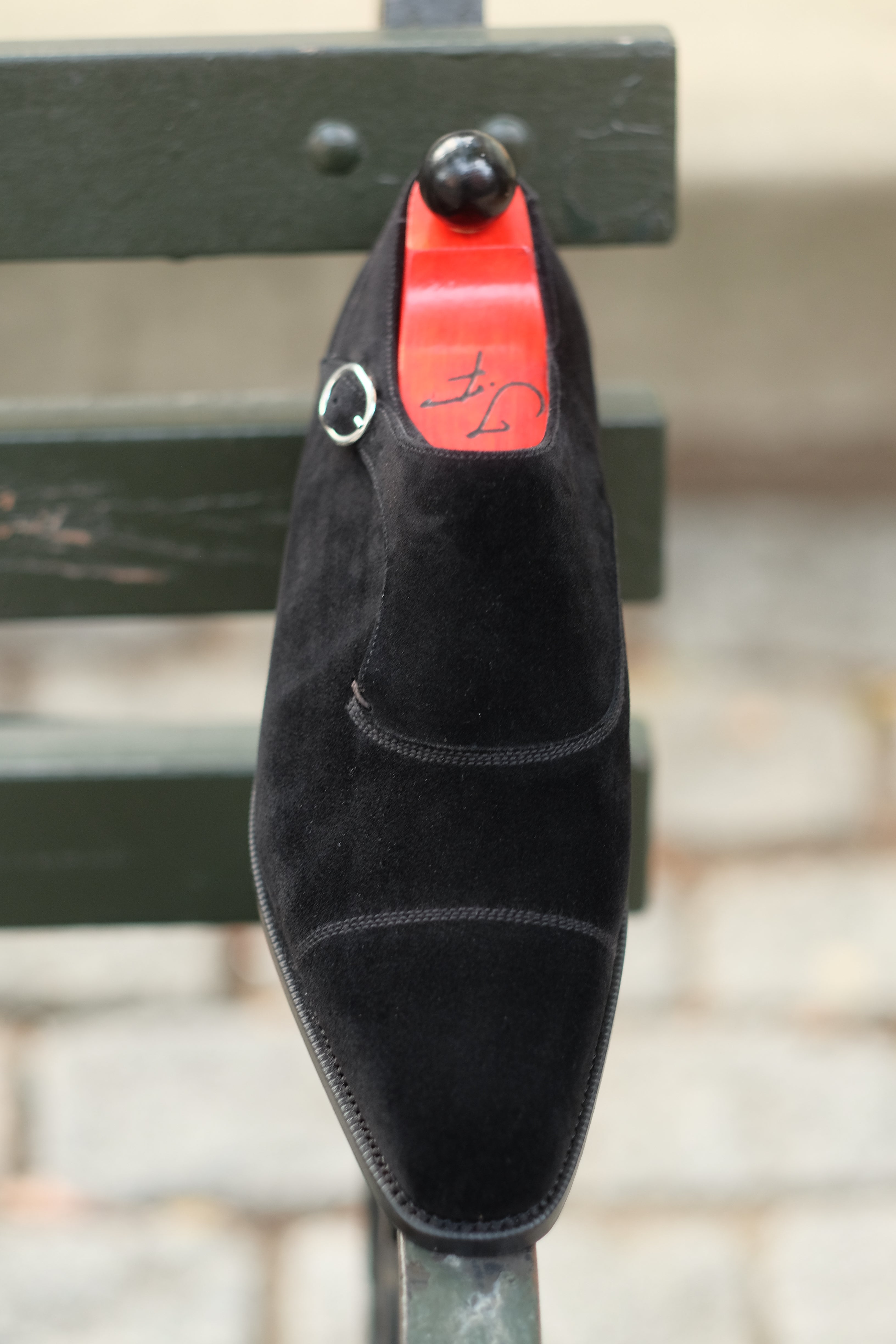 Fauntleroy - MTO - Black Suede-Made To Order Single Monkstrap Captoe Cap Toe-J.FitzPatrick Footwear