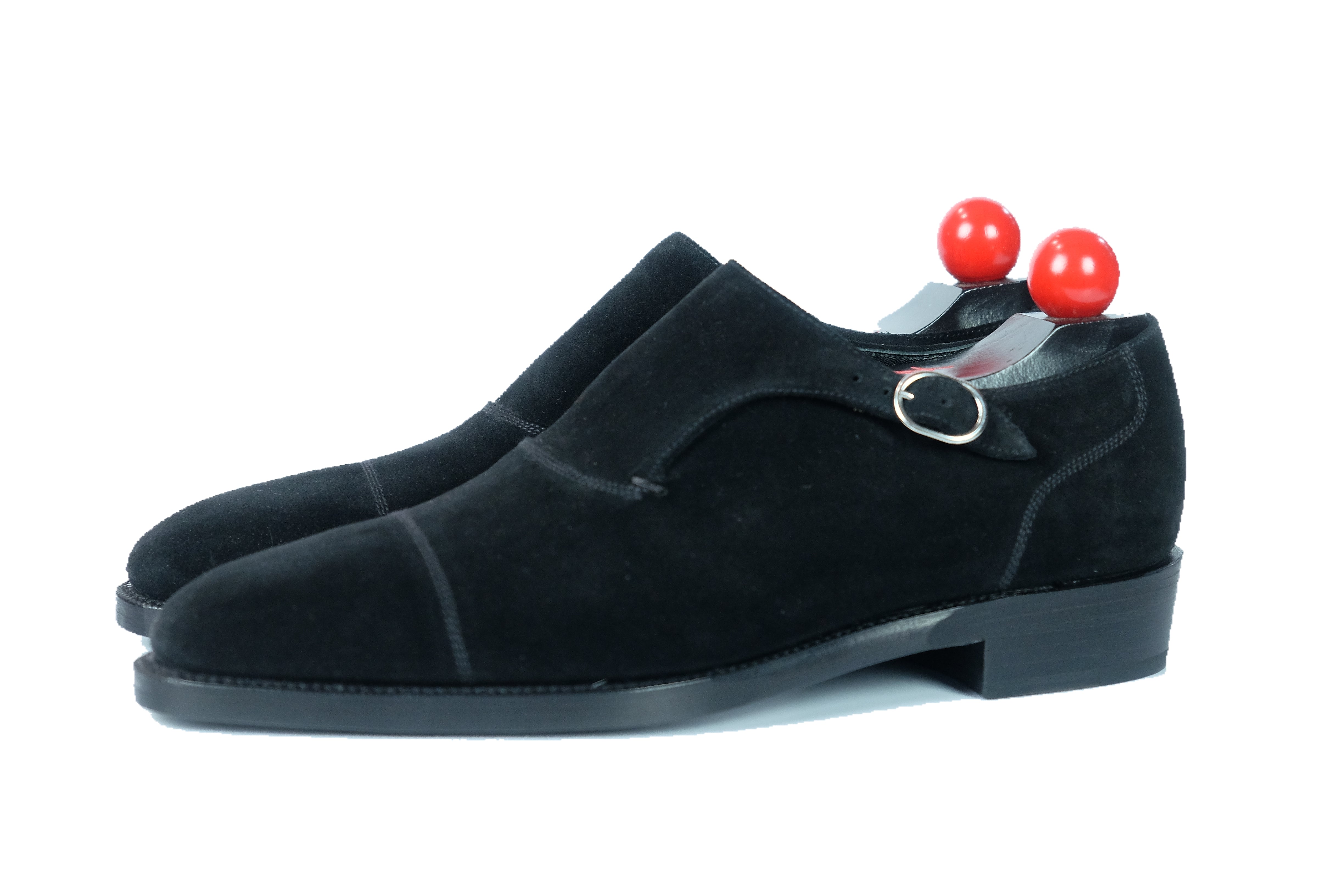 Fauntleroy - MTO - Black Suede-Made To Order Single Monkstrap Captoe Cap Toe-J.FitzPatrick Footwear