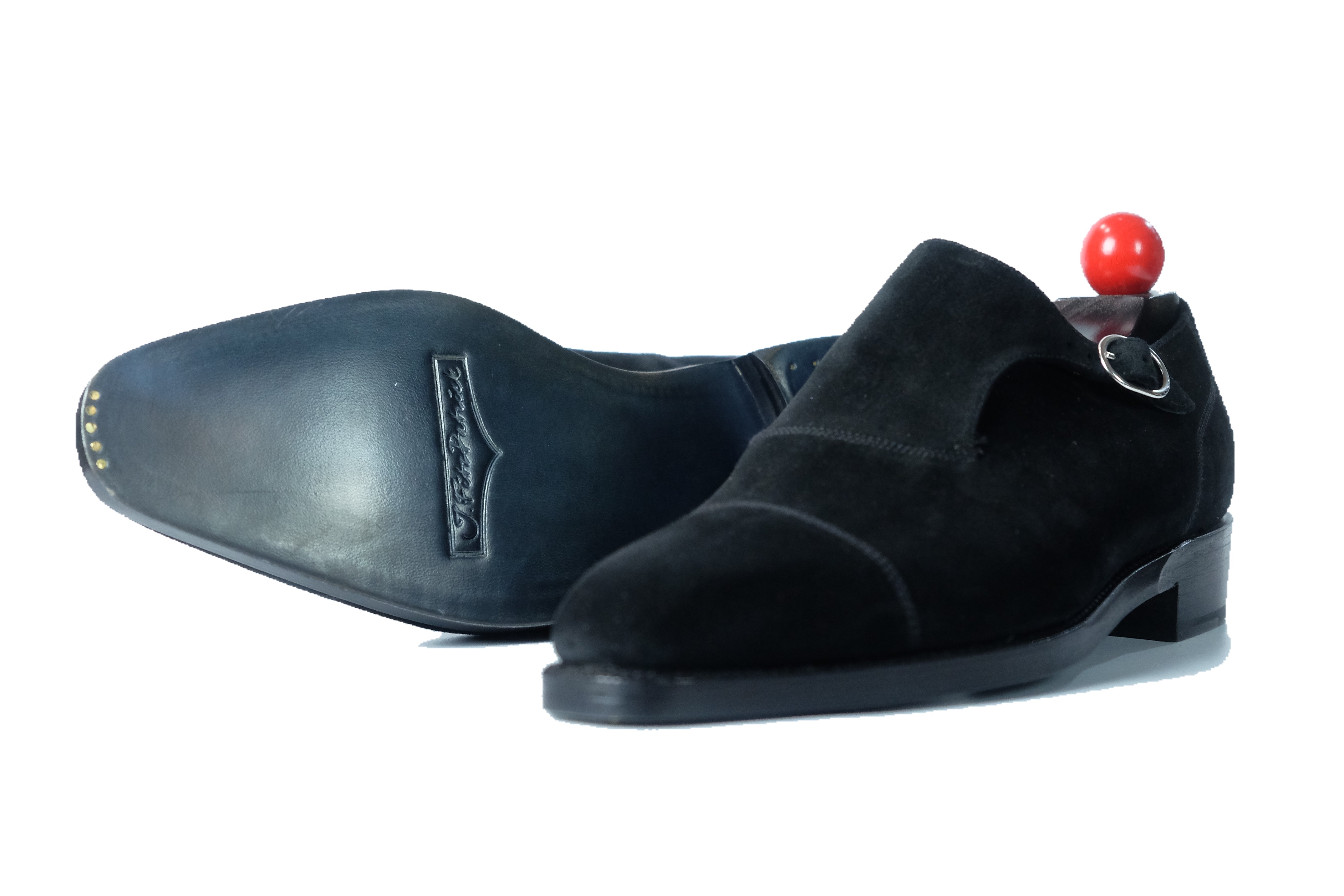 Fauntleroy - MTO - Black Suede-Made To Order Single Monkstrap Captoe Cap Toe-J.FitzPatrick Footwear
