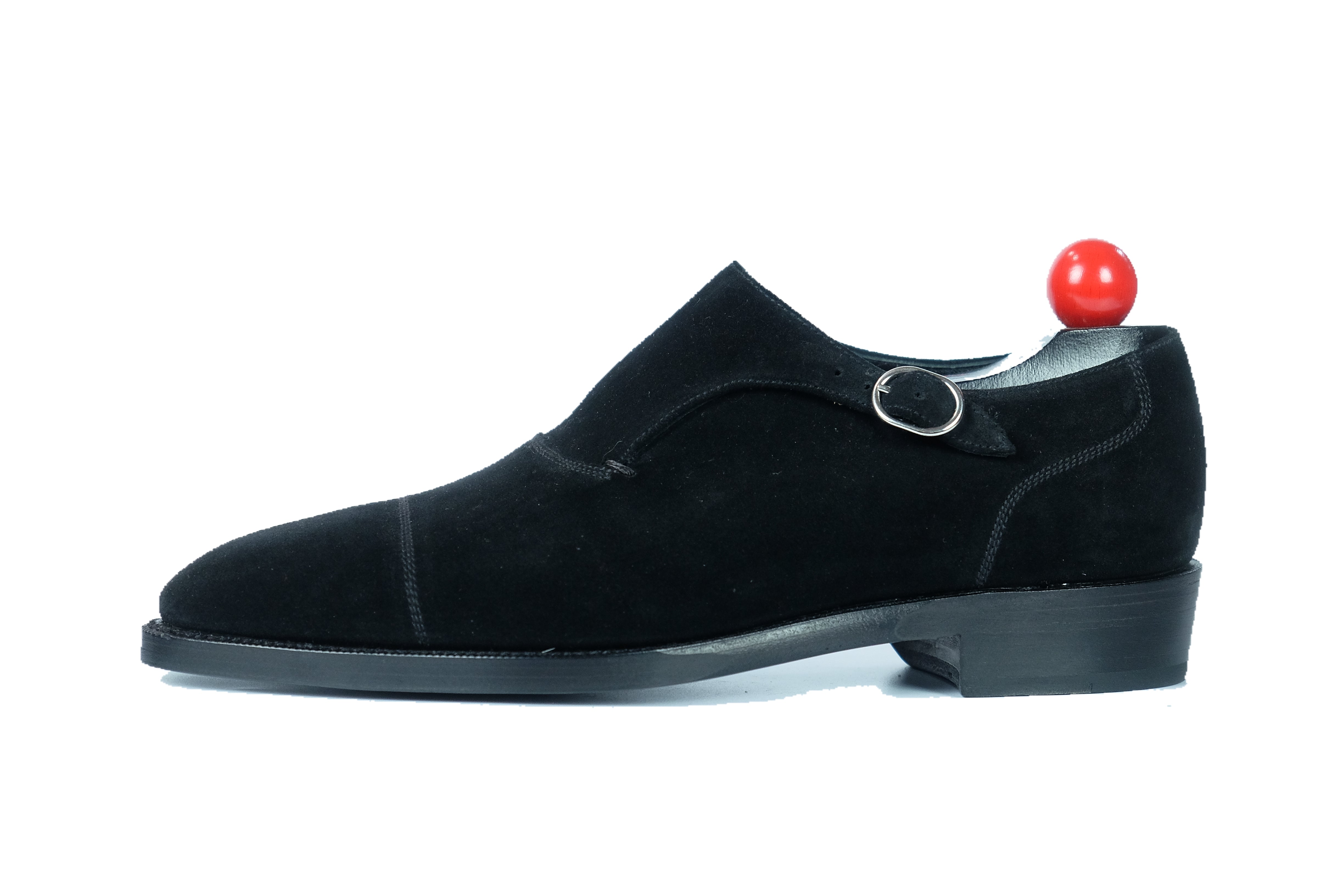 Fauntleroy - MTO - Black Suede-Made To Order Single Monkstrap Captoe Cap Toe-J.FitzPatrick Footwear