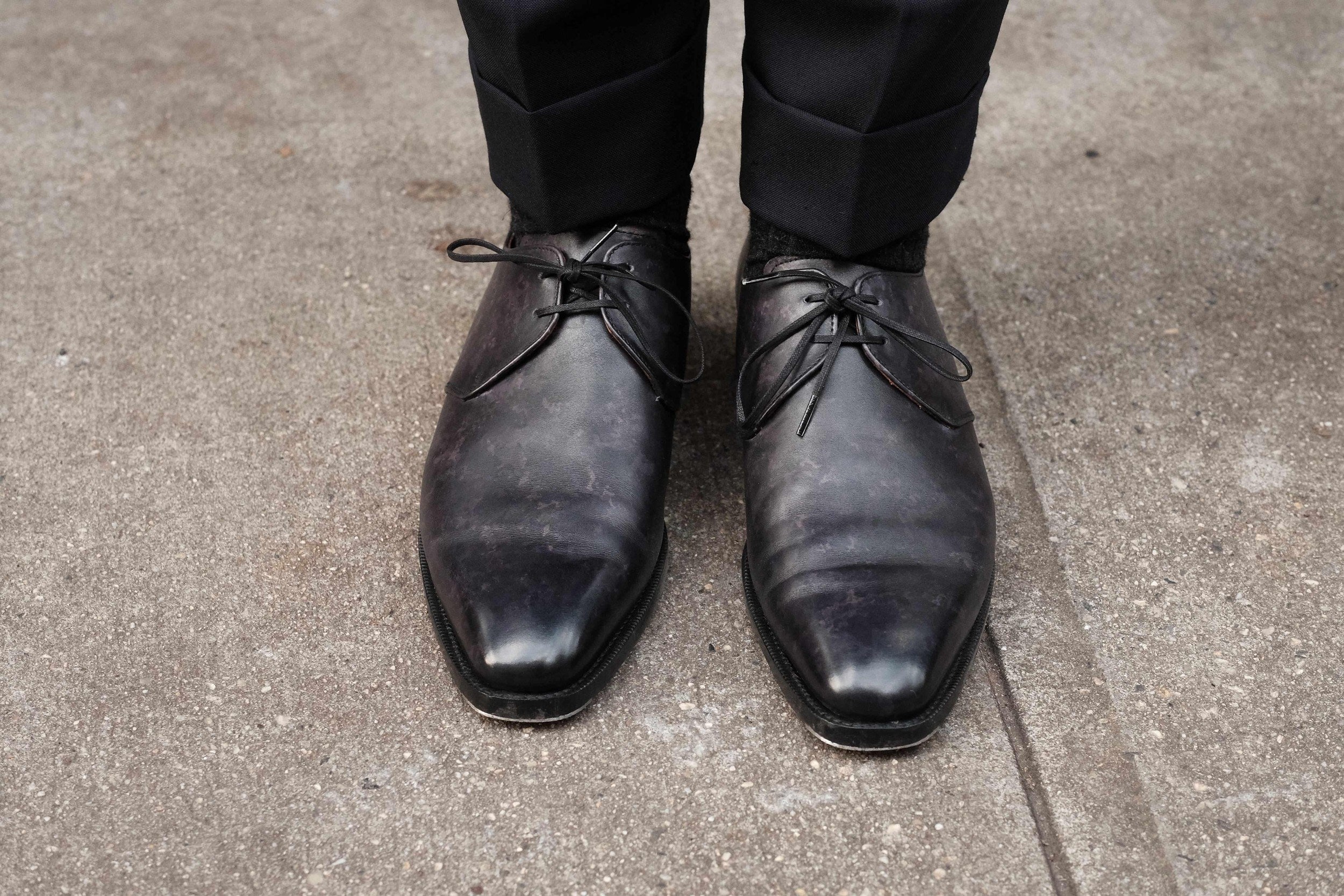 Fremont - Black Marble Patina-Two Eyelet Derbies-J.FitzPatrick Footwear