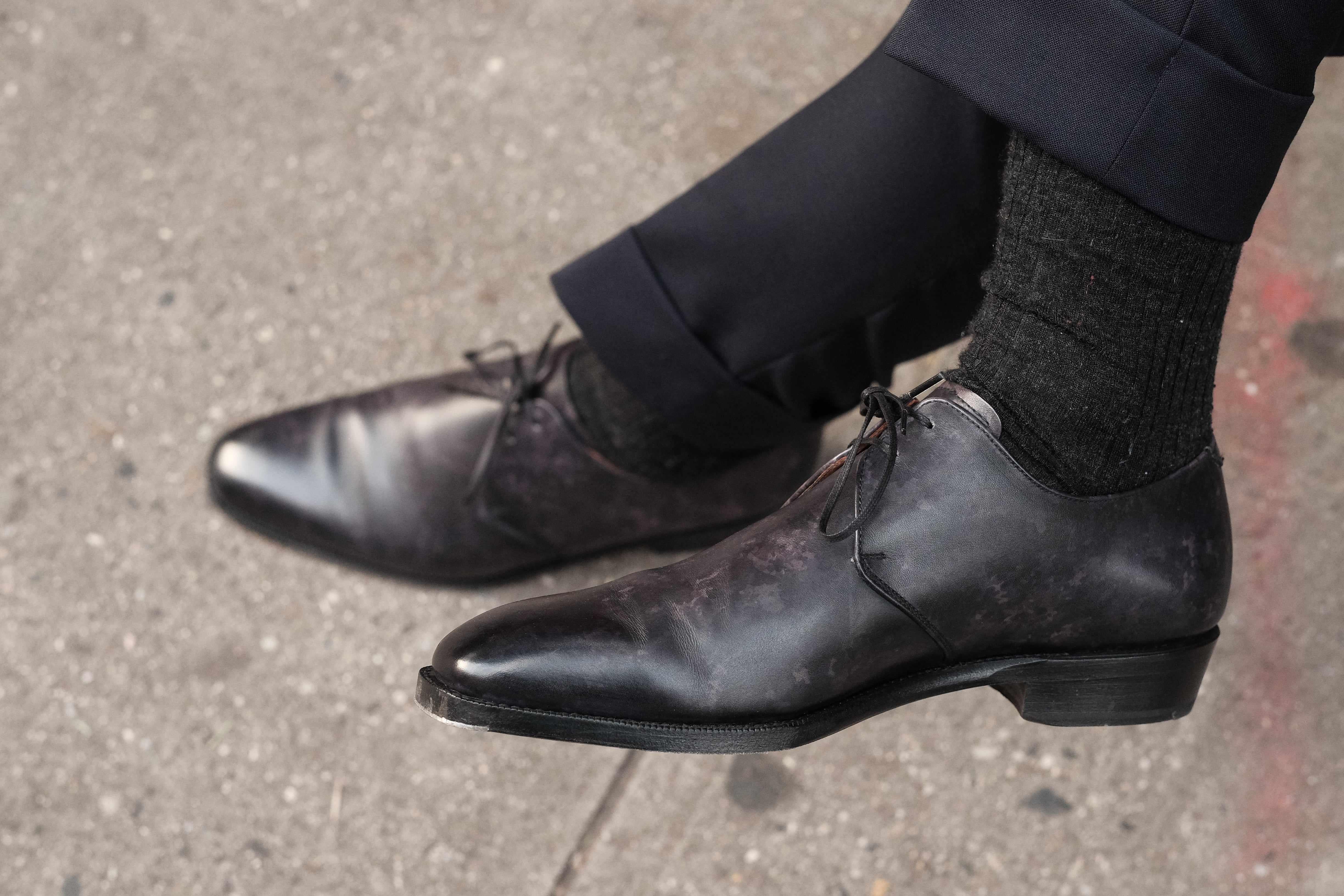 Fremont - Black Marble Patina-Two Eyelet Derbies-J.FitzPatrick Footwear