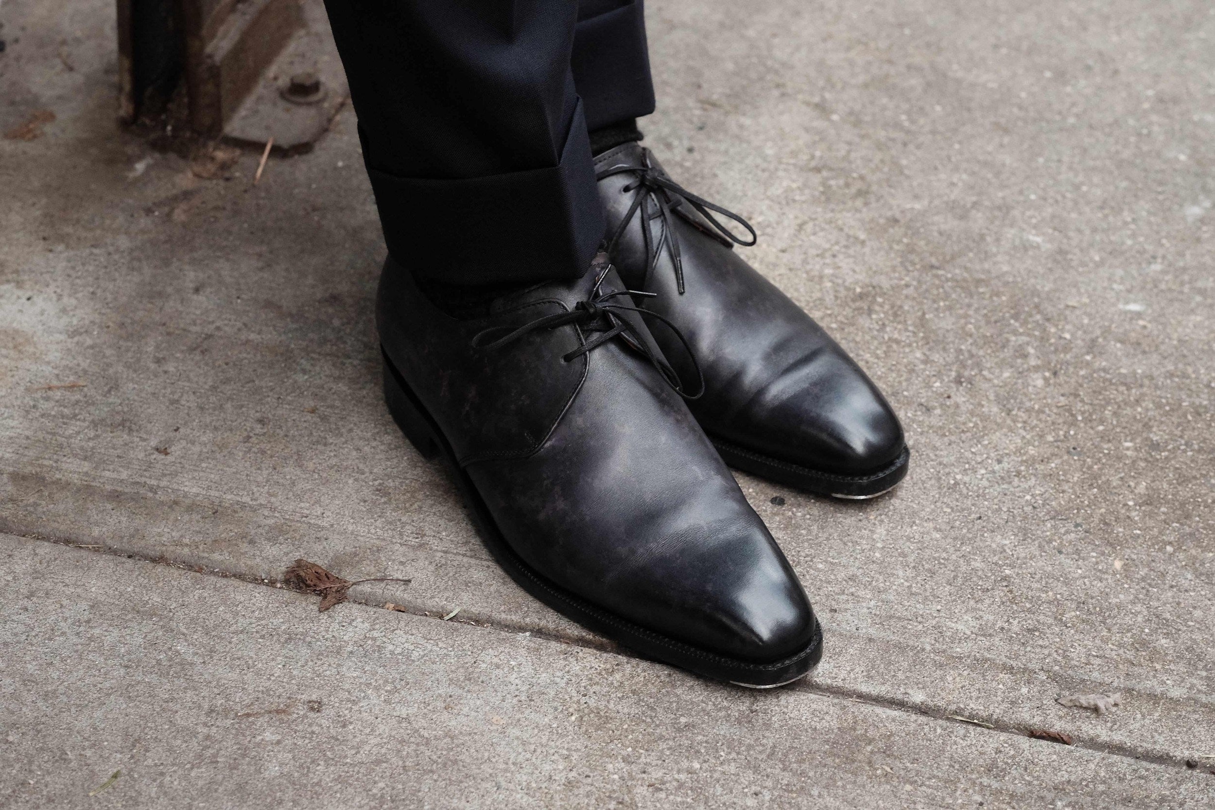 Fremont - Black Marble Patina-Two Eyelet Derbies-J.FitzPatrick Footwear