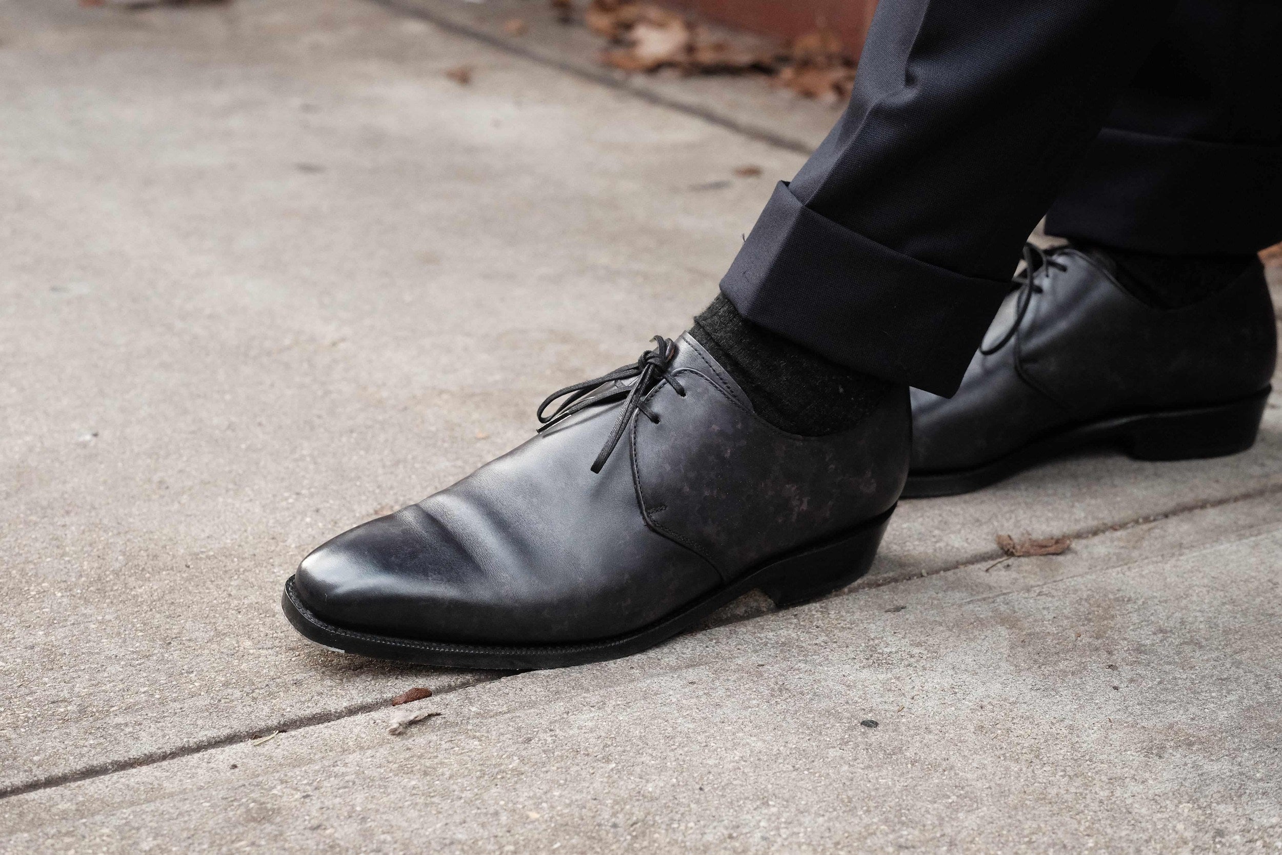 Fremont - Black Marble Patina-Two Eyelet Derbies-J.FitzPatrick Footwear