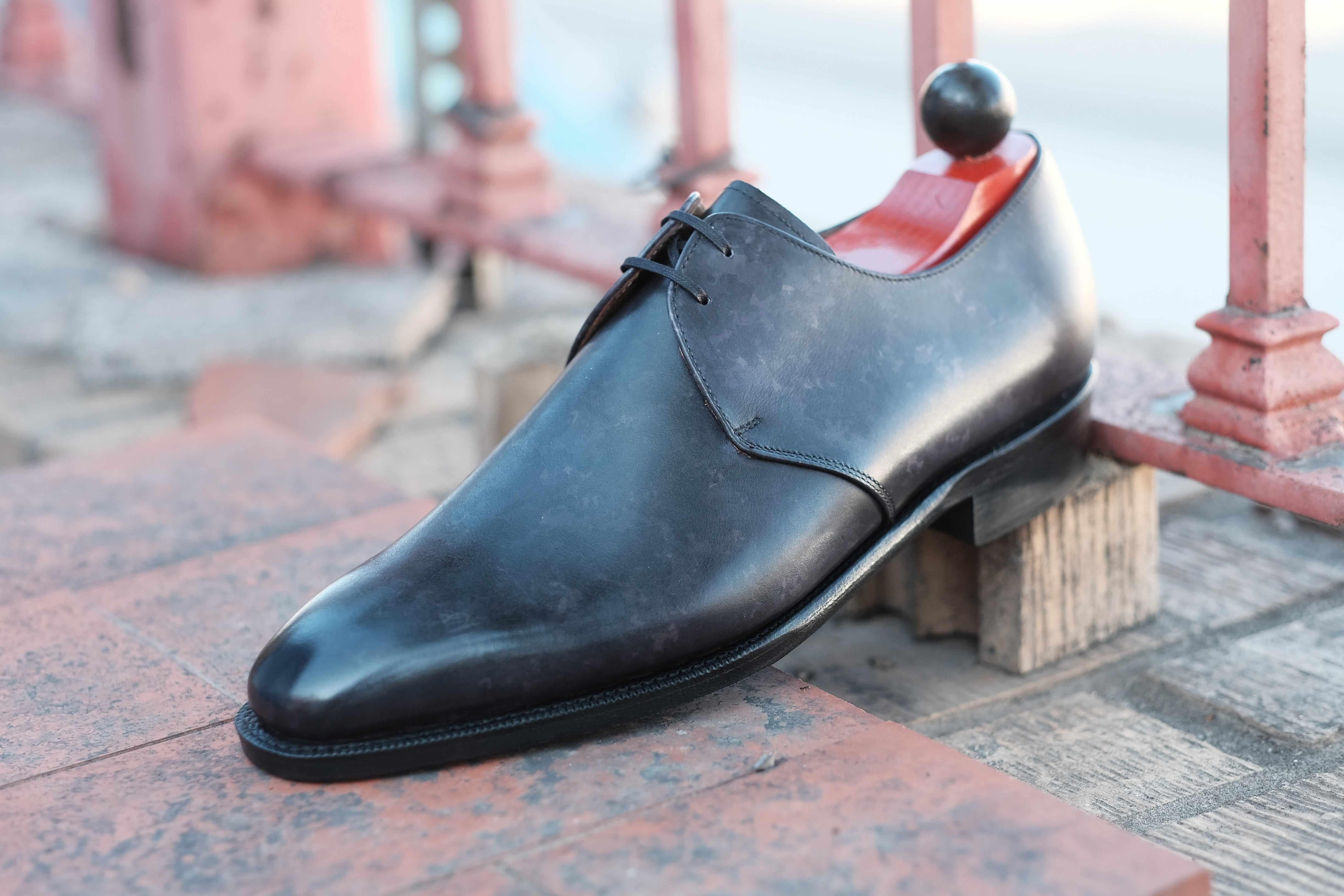 Fremont - Black Marble Patina-Two Eyelet Derbies-J.FitzPatrick Footwear
