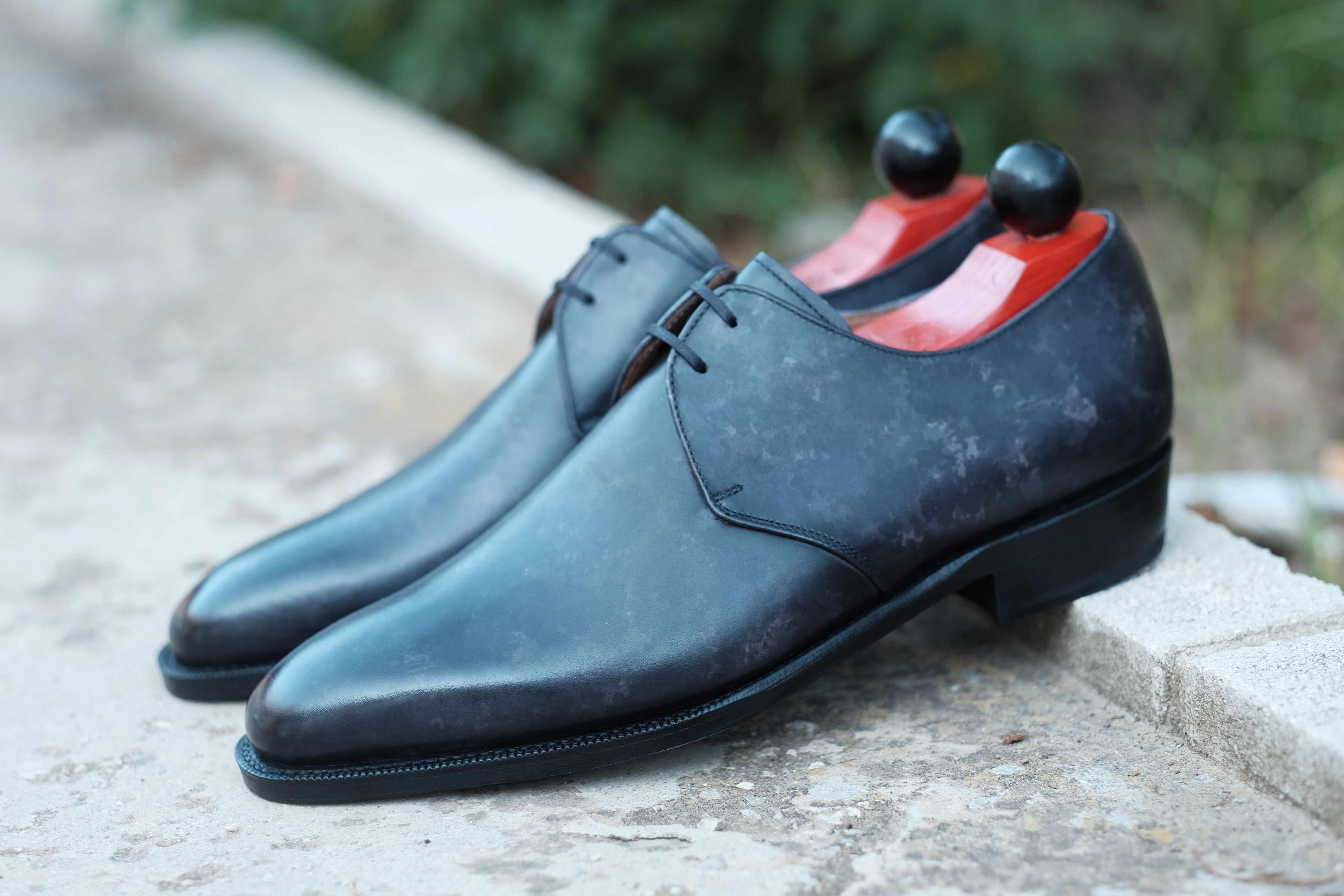Fremont - Black Marble Patina-Two Eyelet Derbies-J.FitzPatrick Footwear
