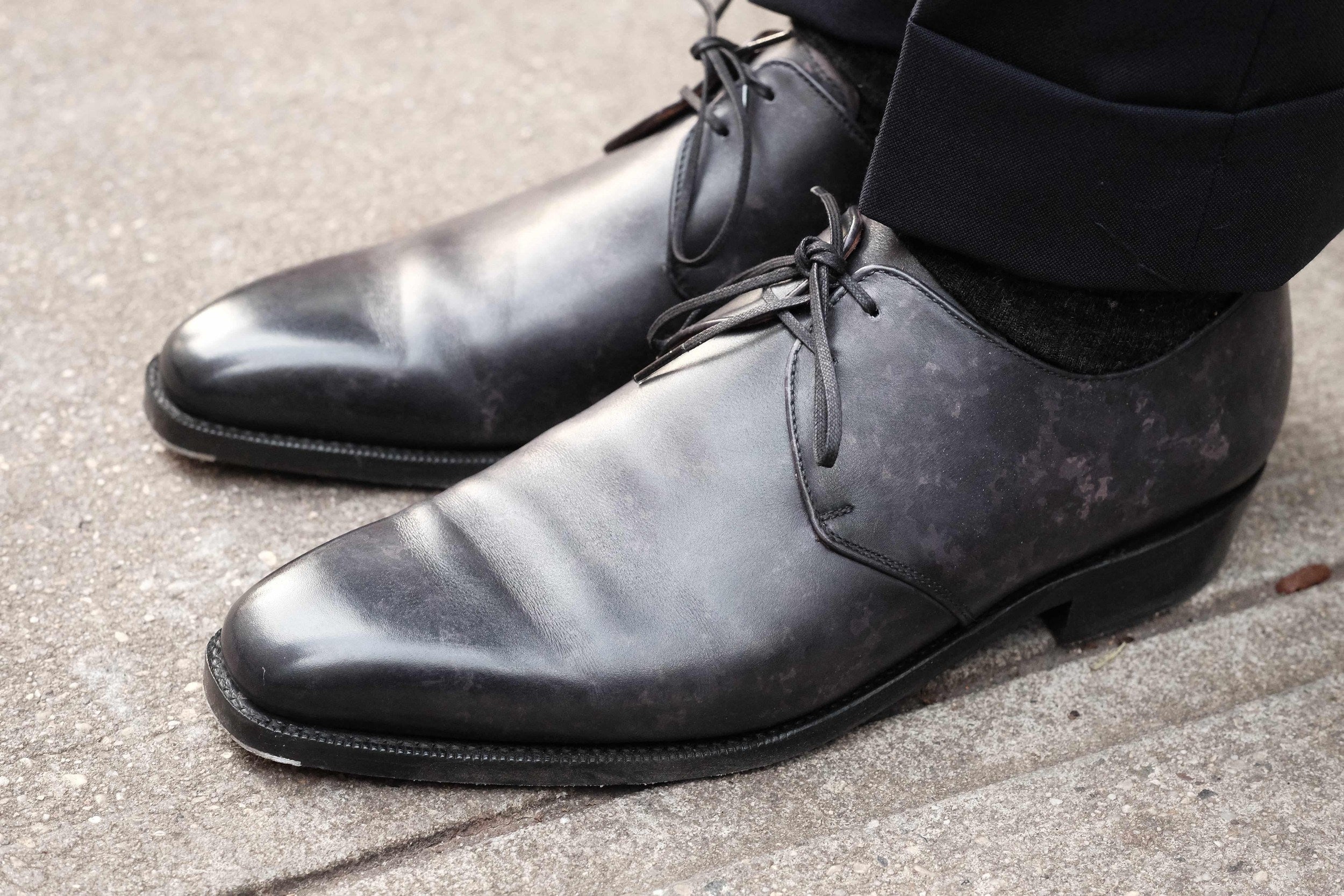 Fremont - Black Marble Patina-Two Eyelet Derbies-J.FitzPatrick Footwear