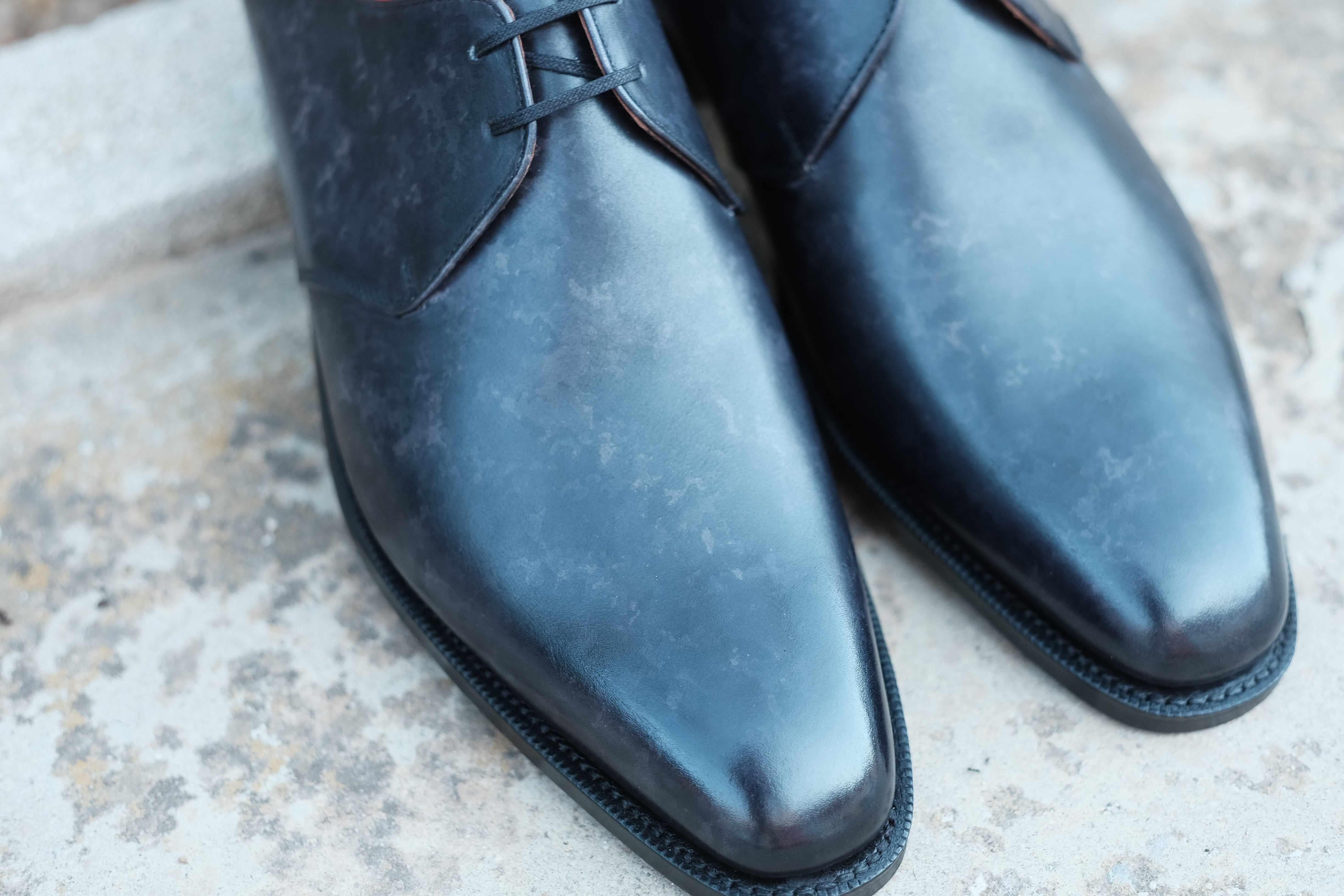 Fremont - Black Marble Patina-Two Eyelet Derbies-J.FitzPatrick Footwear