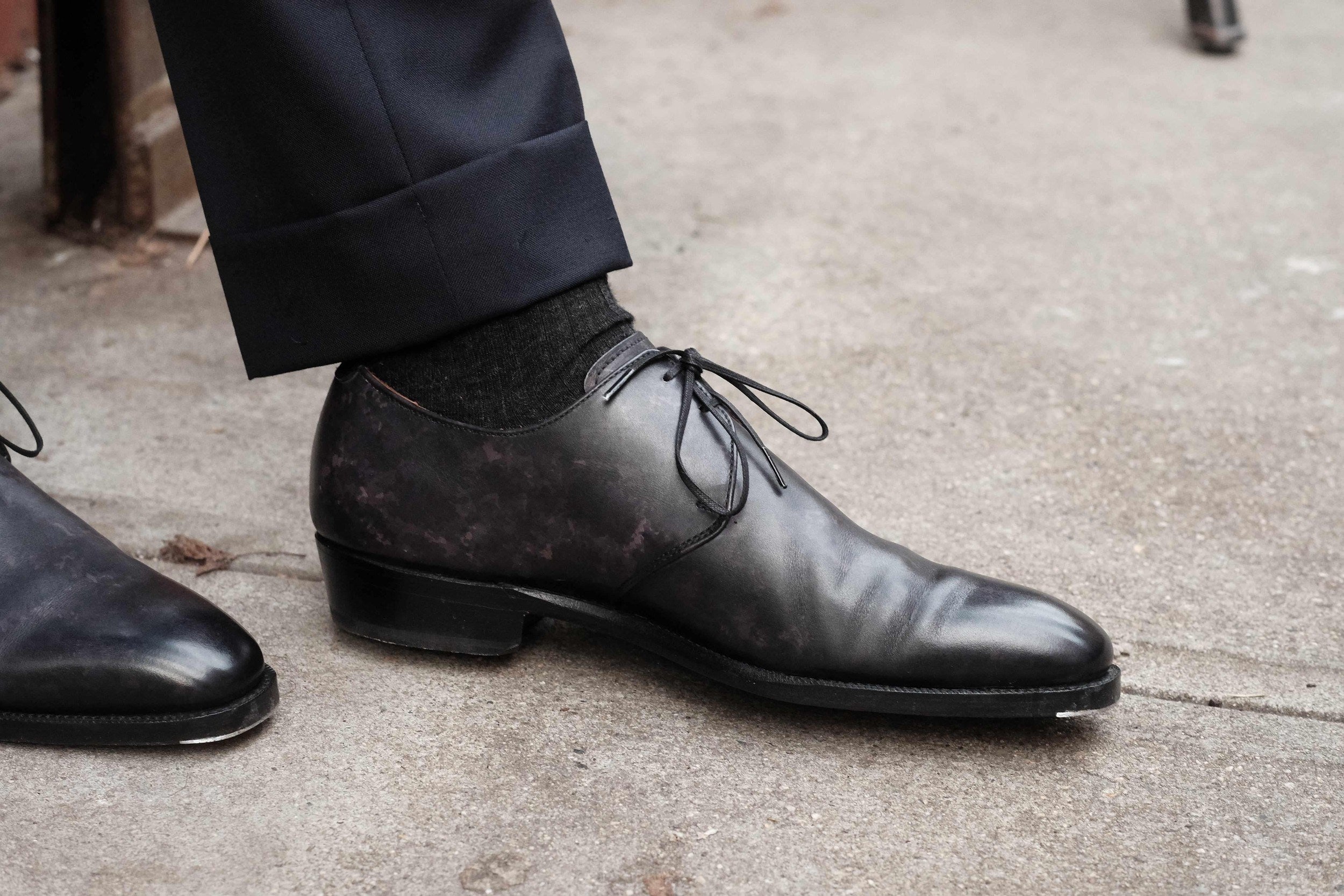 Fremont - Black Marble Patina-Two Eyelet Derbies-J.FitzPatrick Footwear