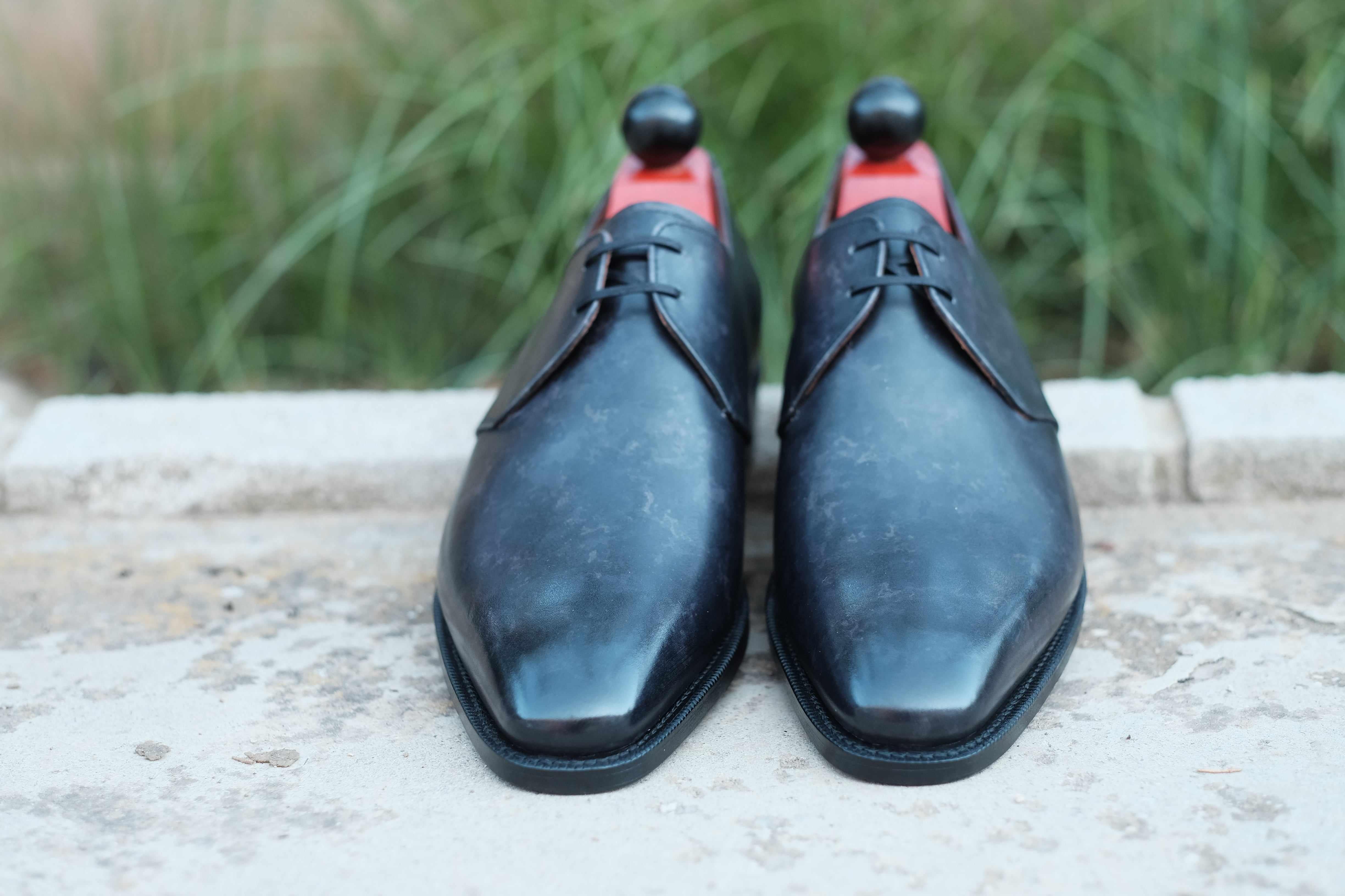 Fremont - Black Marble Patina-Two Eyelet Derbies-J.FitzPatrick Footwear
