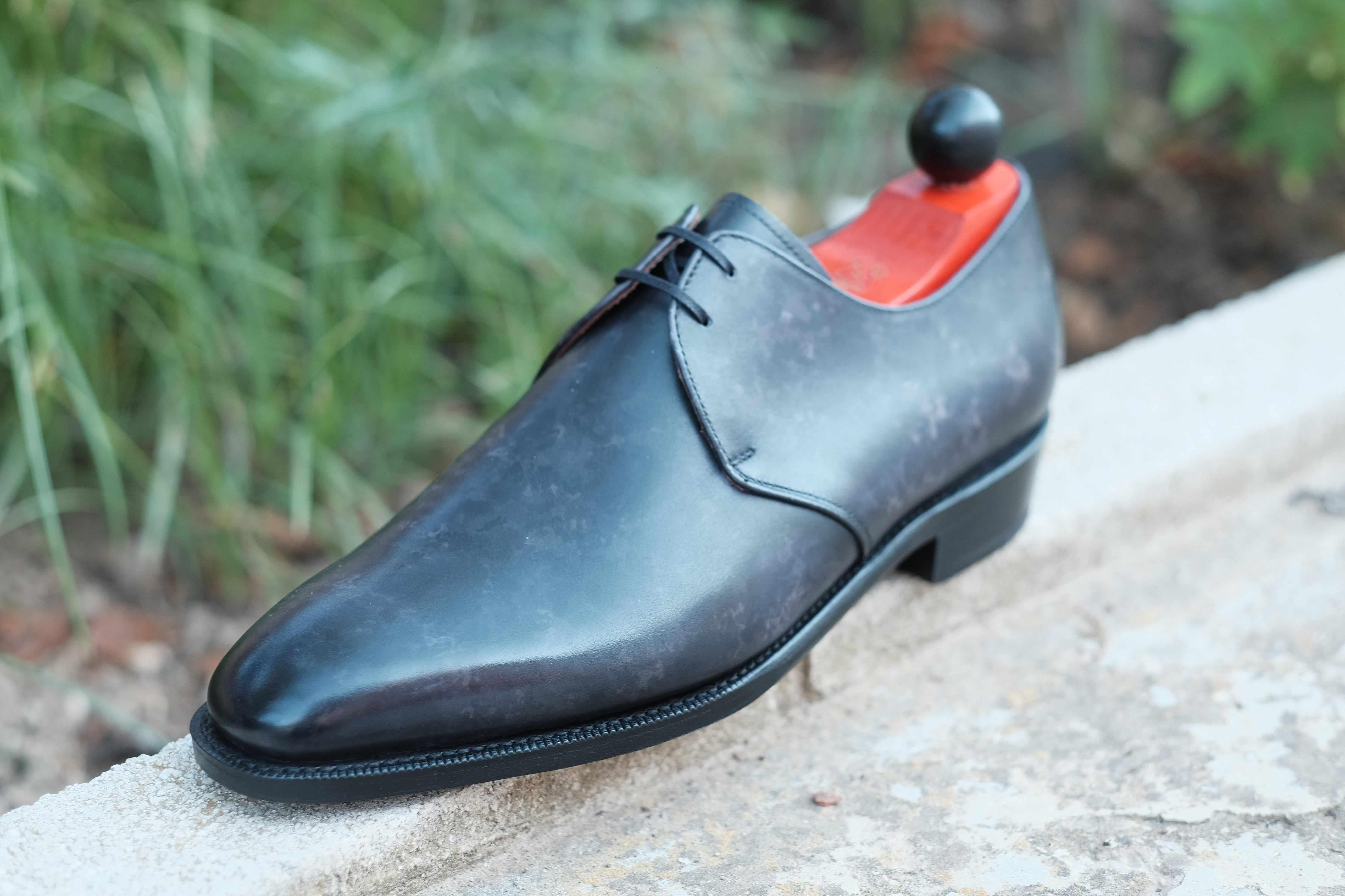 Fremont - Black Marble Patina-Two Eyelet Derbies-J.FitzPatrick Footwear