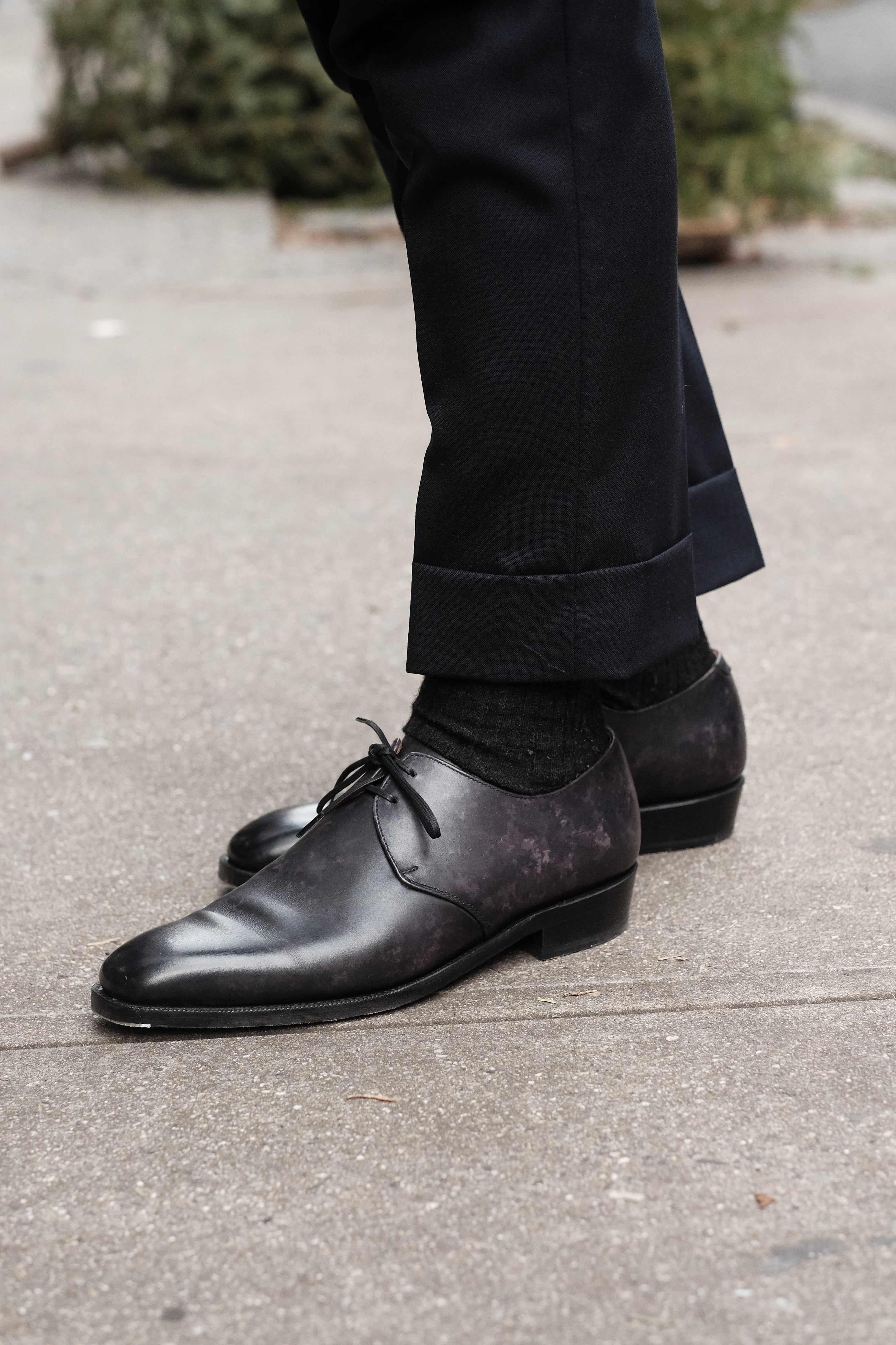 Fremont - Black Marble Patina-Two Eyelet Derbies-J.FitzPatrick Footwear