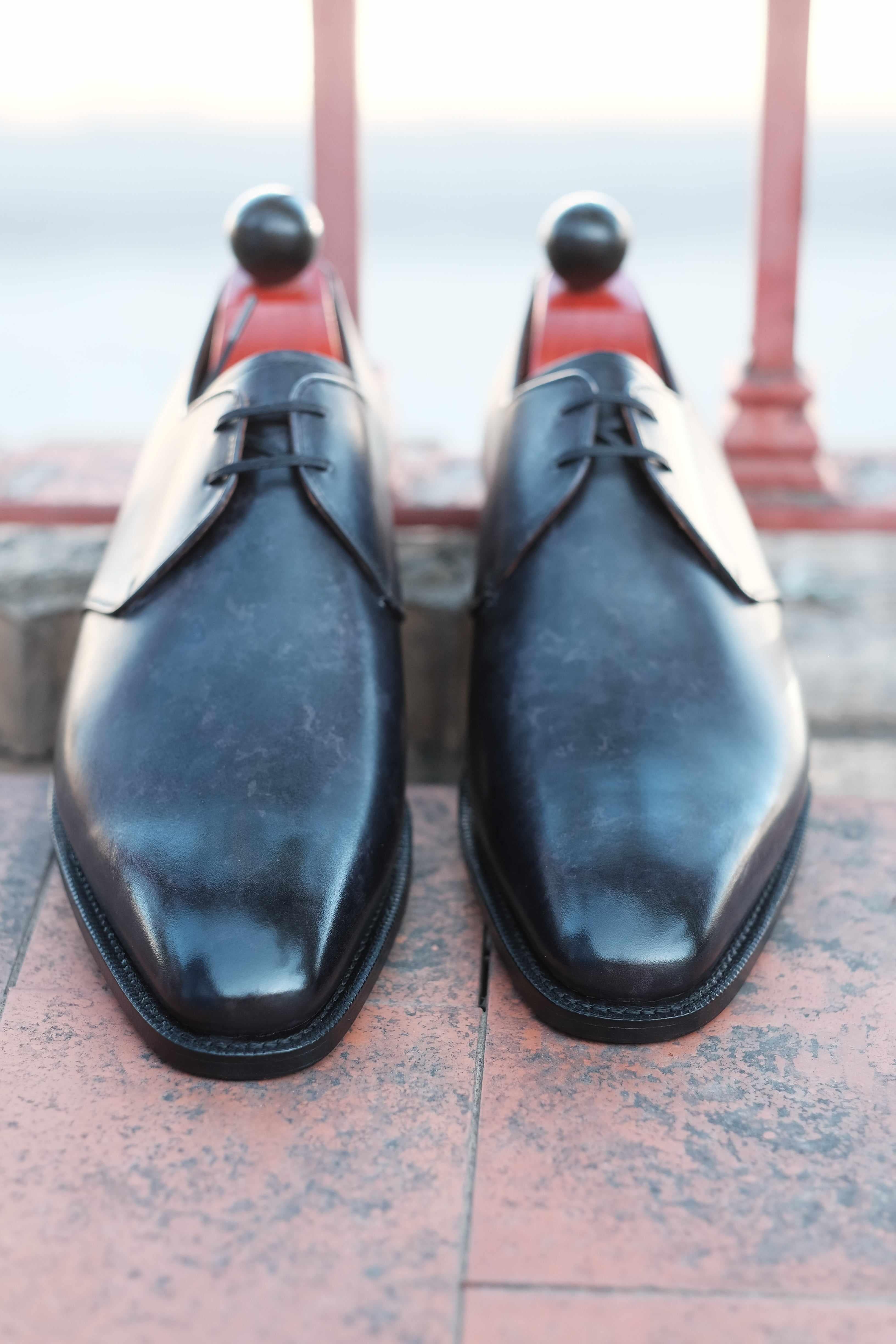Fremont - Black Marble Patina-Two Eyelet Derbies-J.FitzPatrick Footwear