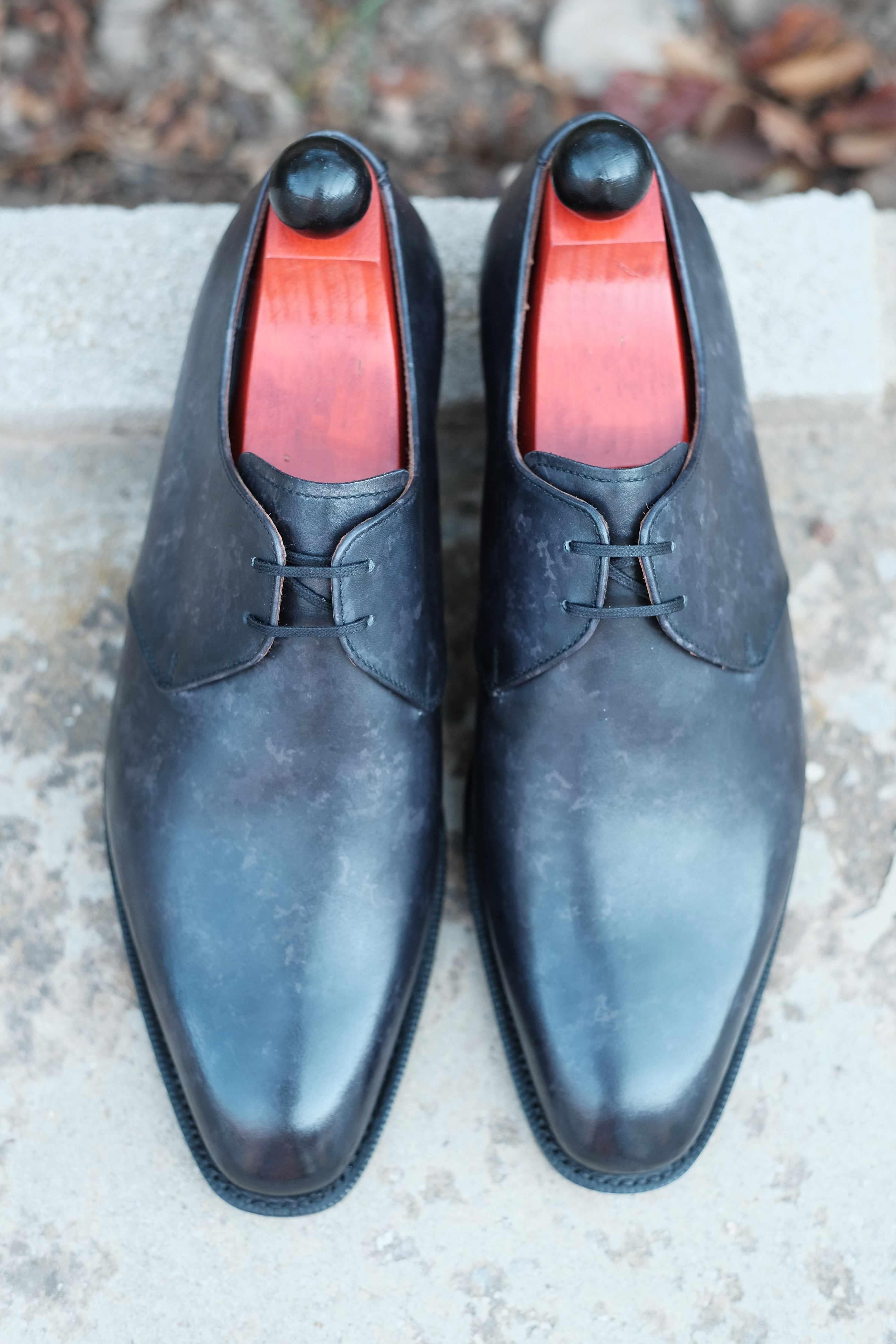 Fremont - Black Marble Patina-Two Eyelet Derbies-J.FitzPatrick Footwear