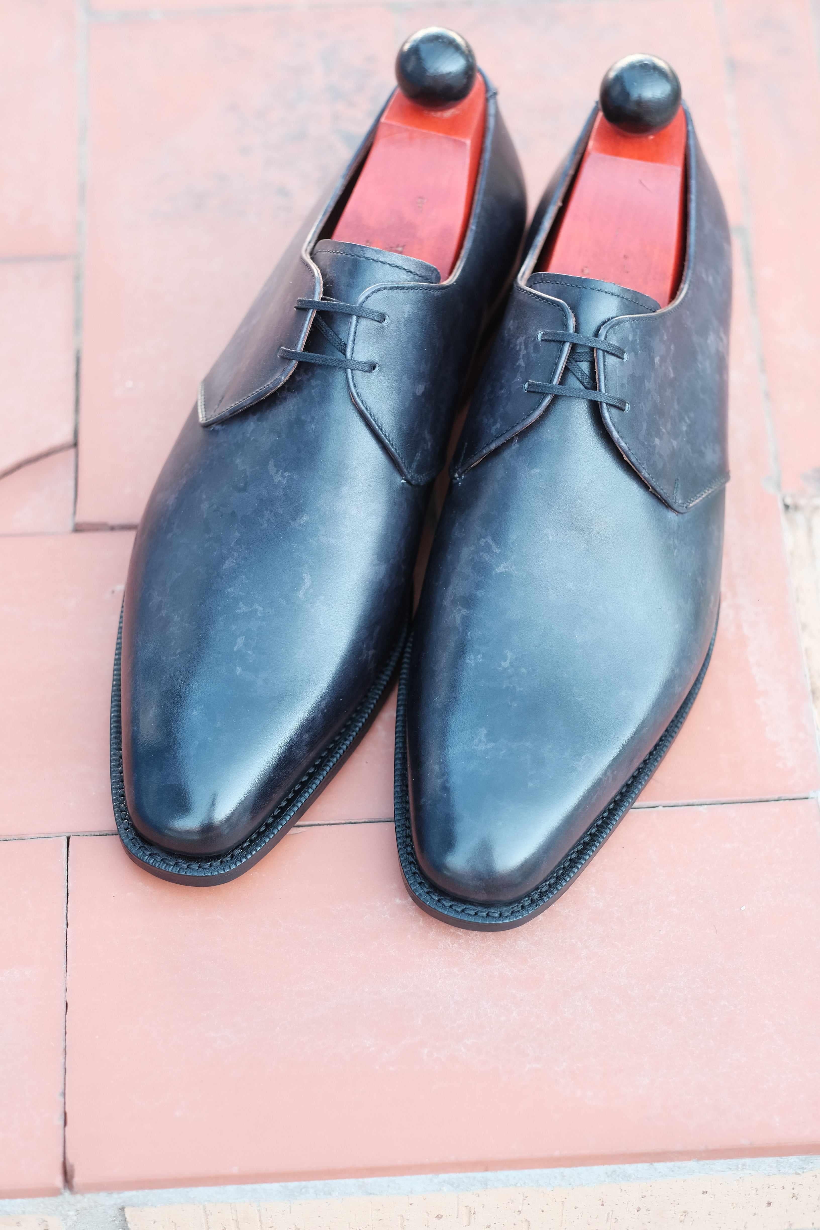Fremont - Black Marble Patina-Two Eyelet Derbies-J.FitzPatrick Footwear