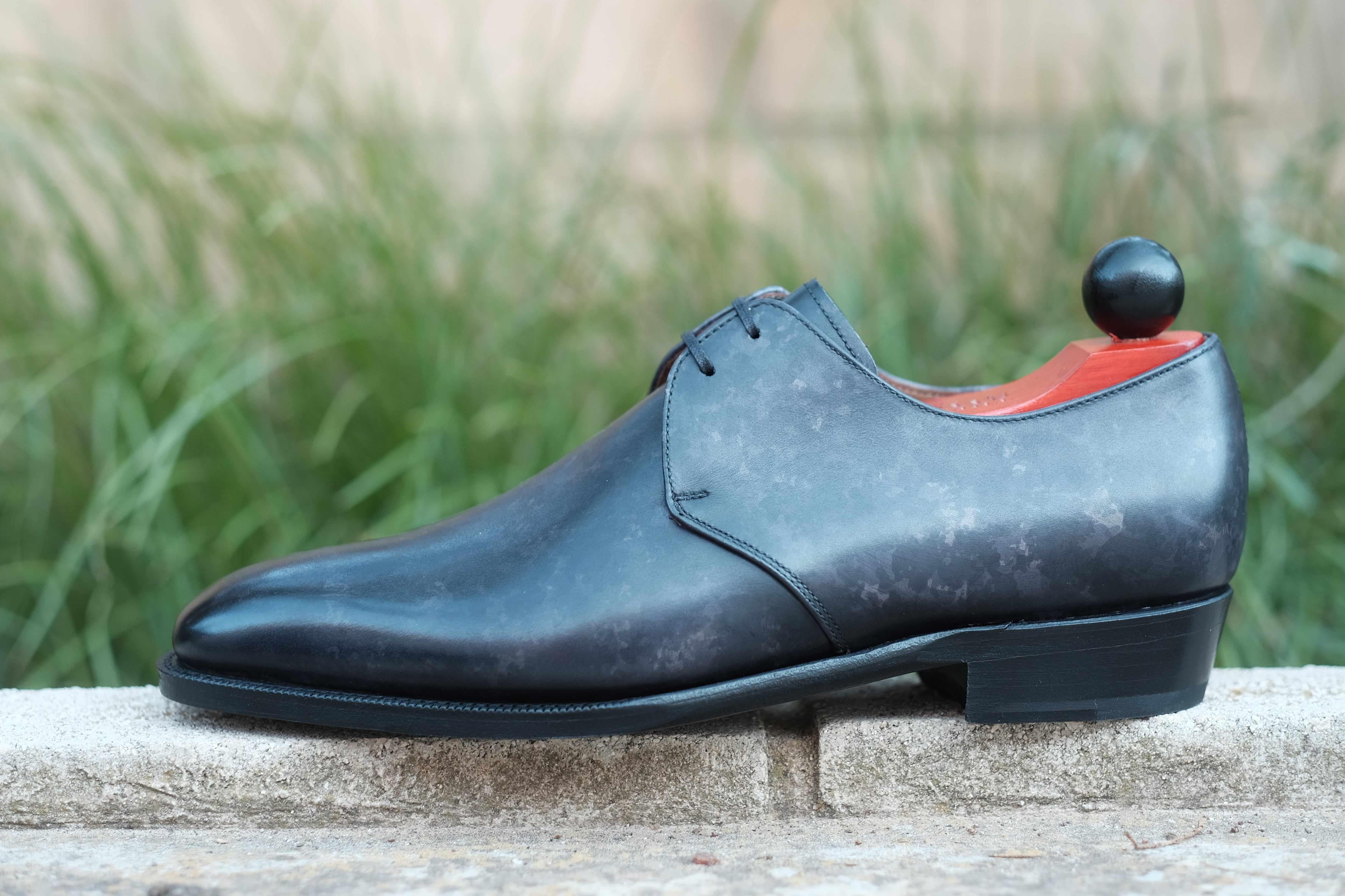 Fremont - Black Marble Patina-Two Eyelet Derbies-J.FitzPatrick Footwear