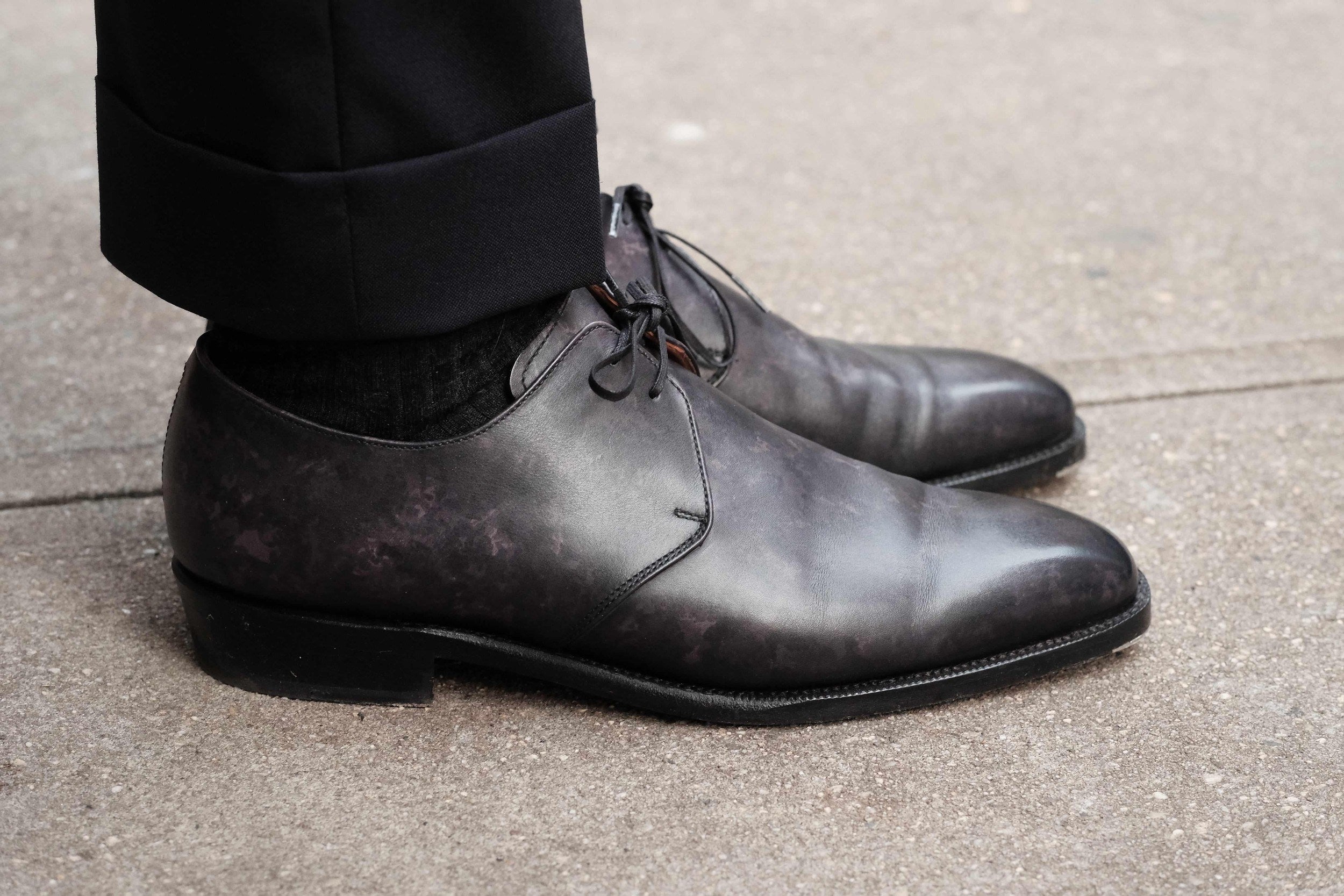 Fremont - Black Marble Patina-Two Eyelet Derbies-J.FitzPatrick Footwear
