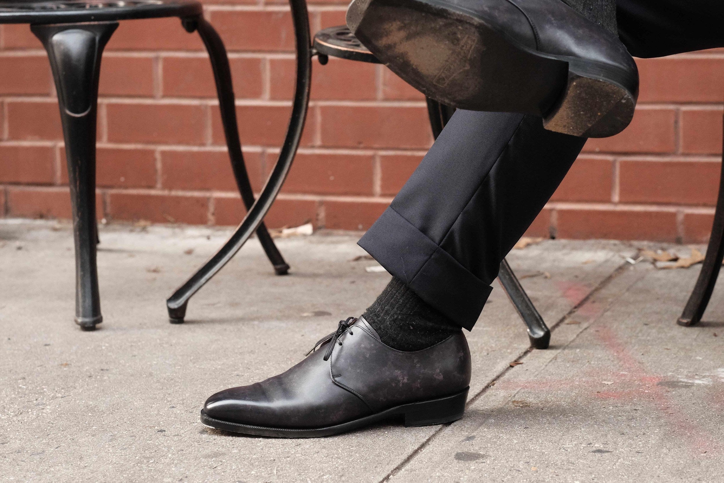 Fremont - Black Marble Patina-Two Eyelet Derbies-J.FitzPatrick Footwear