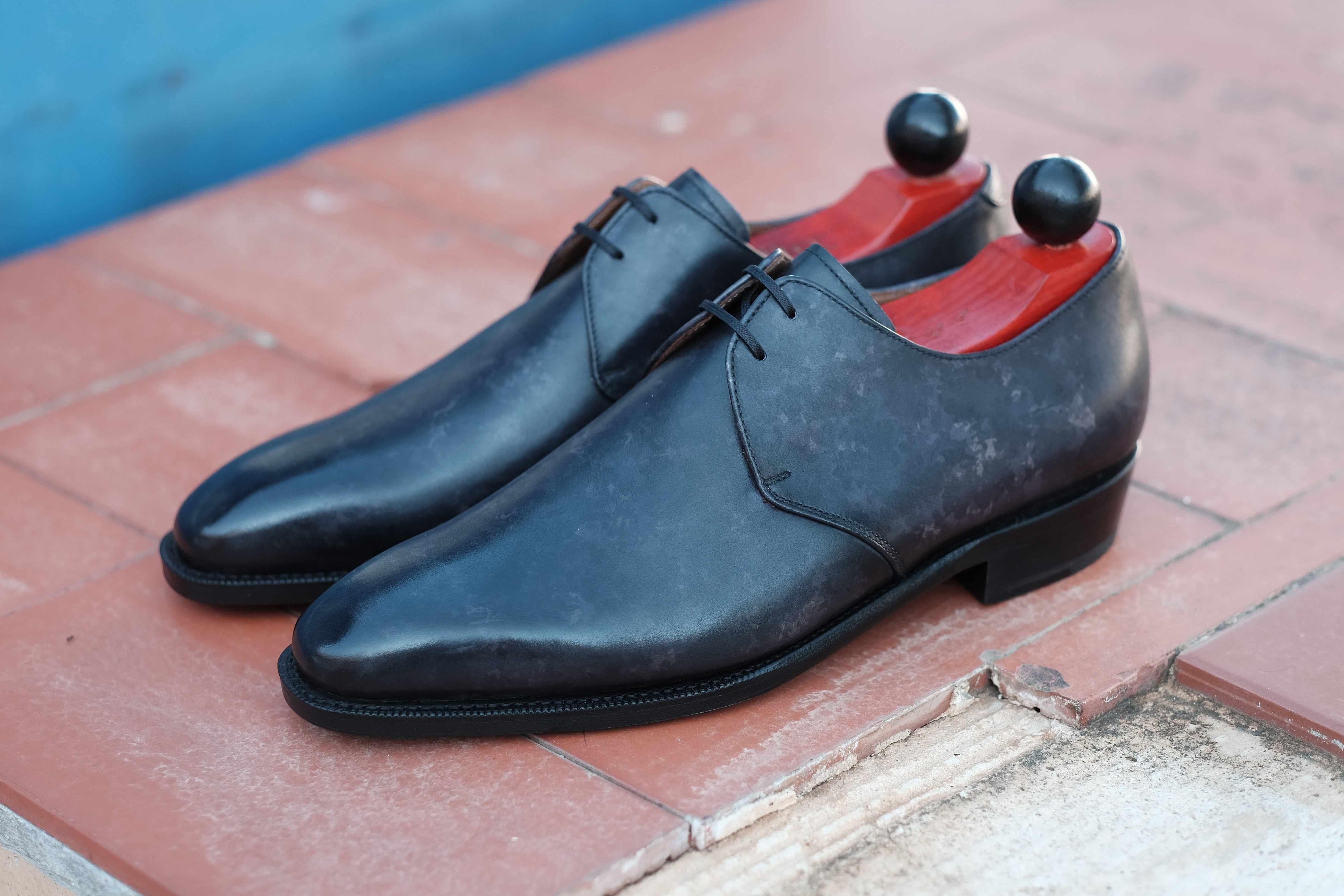 Fremont - Black Marble Patina-Two Eyelet Derbies-J.FitzPatrick Footwear