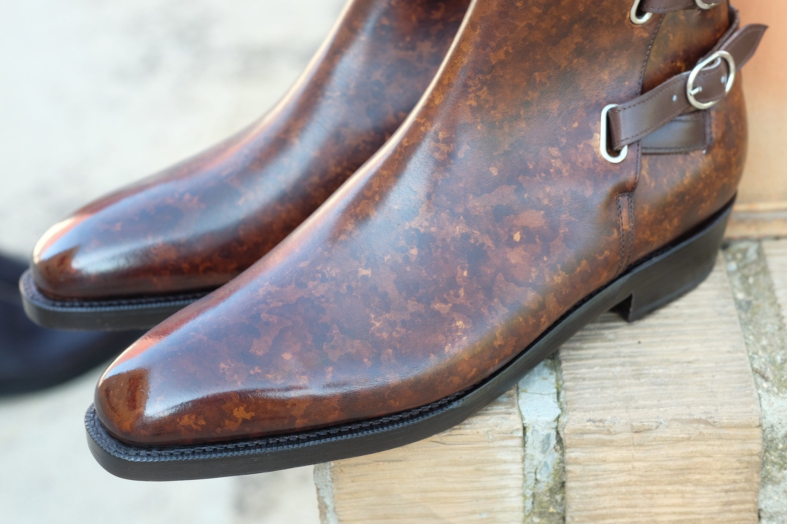 Genesee - MTO - Copper Marble Patina - MGF Last - Double Leather Sole-Made To Order Jodhpur Boots-J.FitzPatrick Footwear