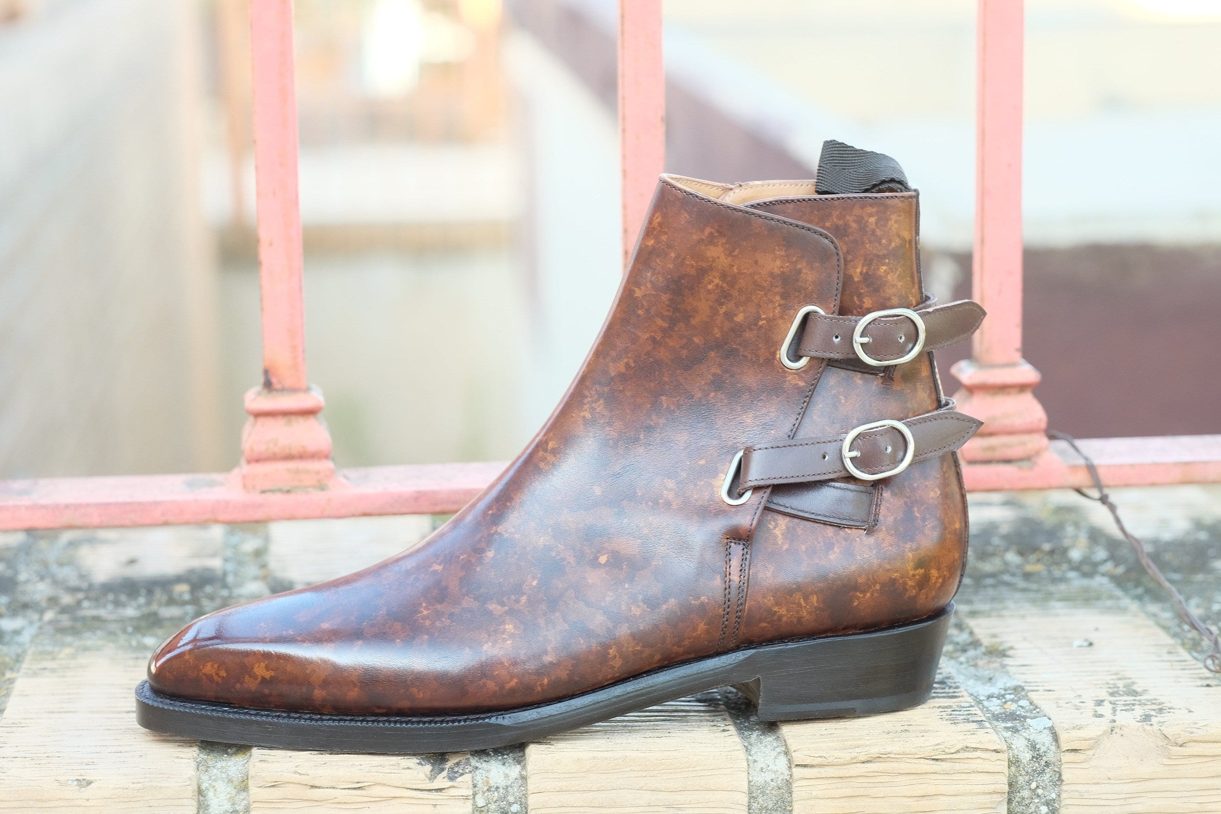 Genesee - MTO - Copper Marble Patina - MGF Last - Double Leather Sole-Made To Order Jodhpur Boots-J.FitzPatrick Footwear