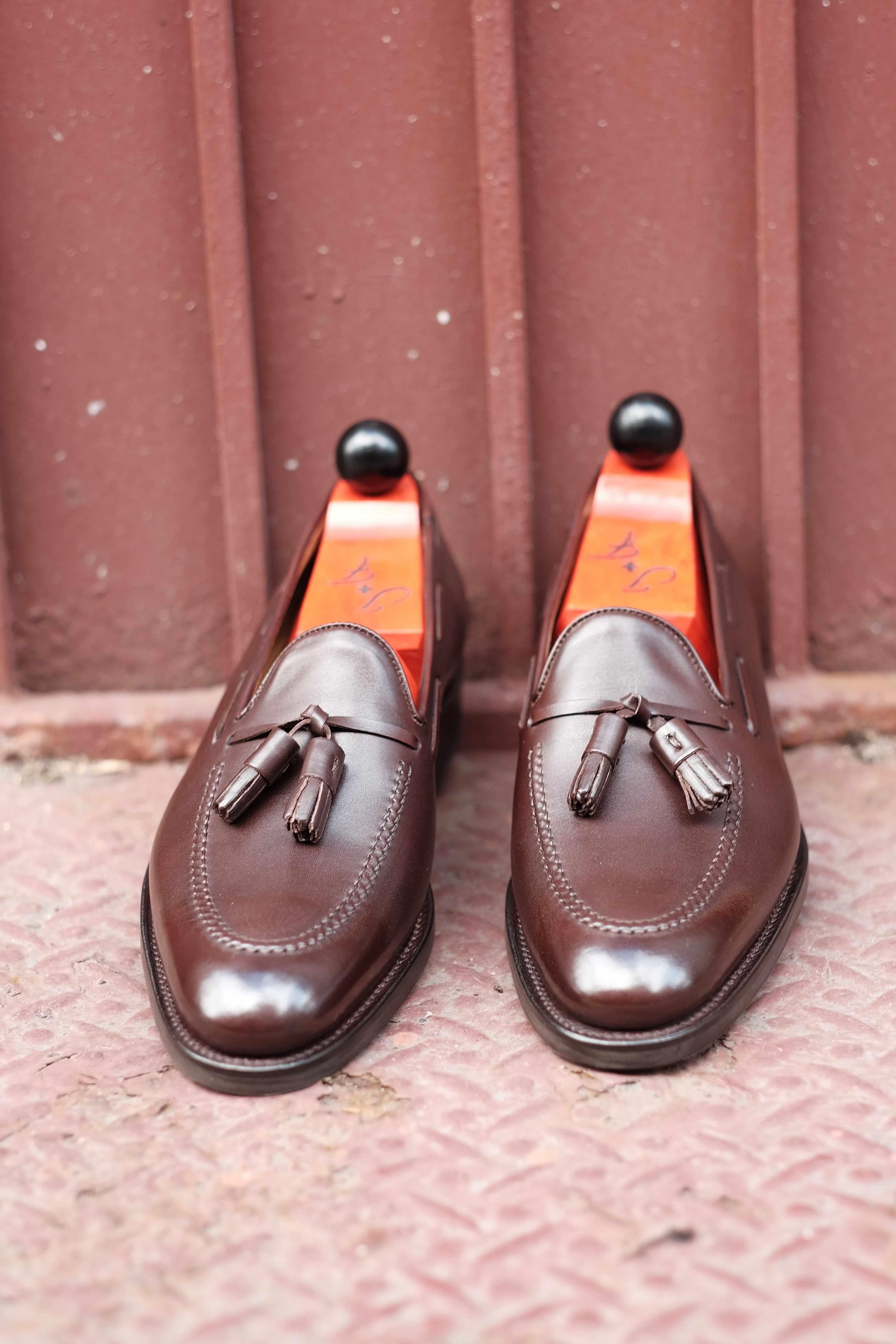 Haller - Dark Oak Calf-Tassel Loafers-J.FitzPatrick Footwear