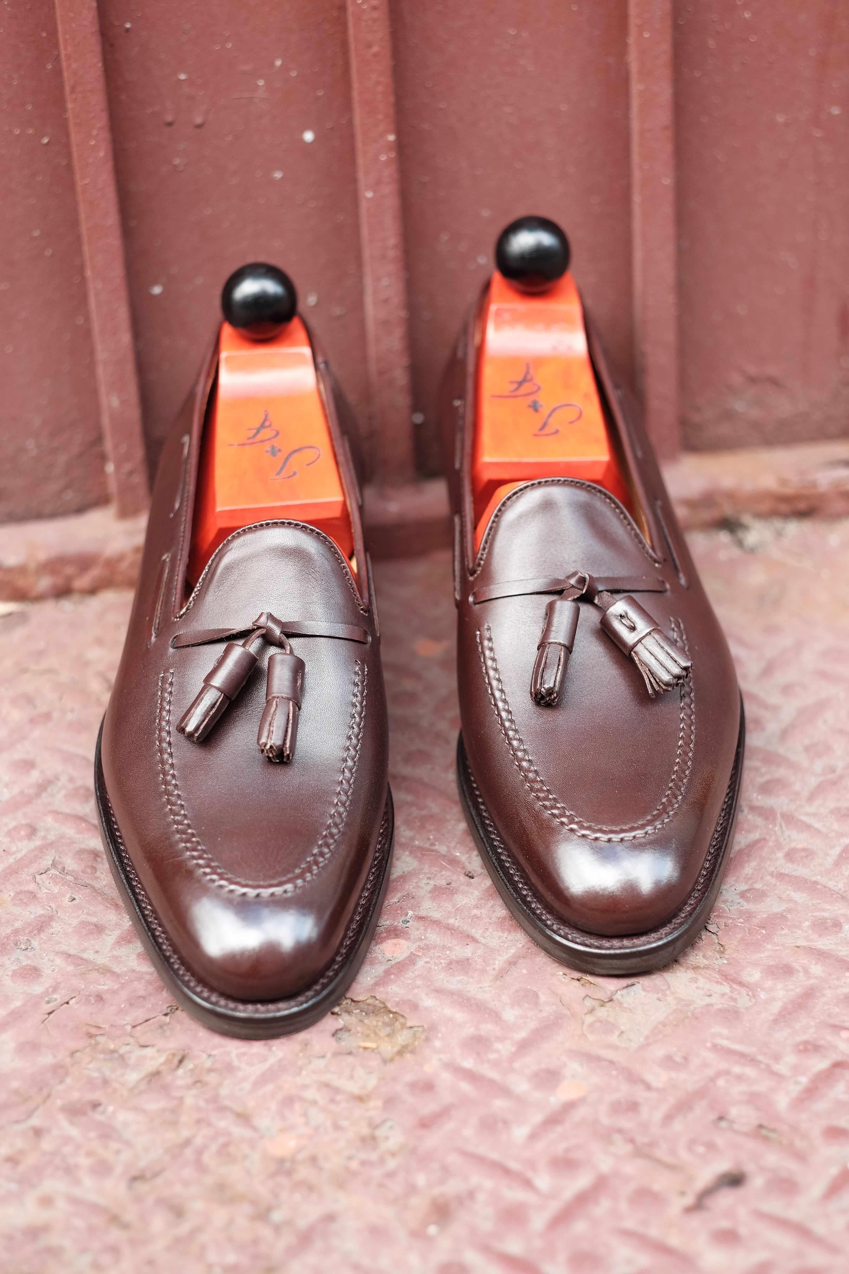Haller - Dark Oak Calf-Tassel Loafers-J.FitzPatrick Footwear