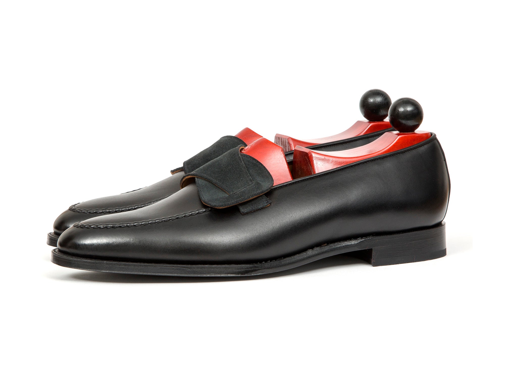 Hawthorne - MTO - Black Calf / Charcoal Suede - TMG Last - Single Leather Sole-Made To Order Butterfly Loafer Hand Stitched-J.FitzPatrick Footwear