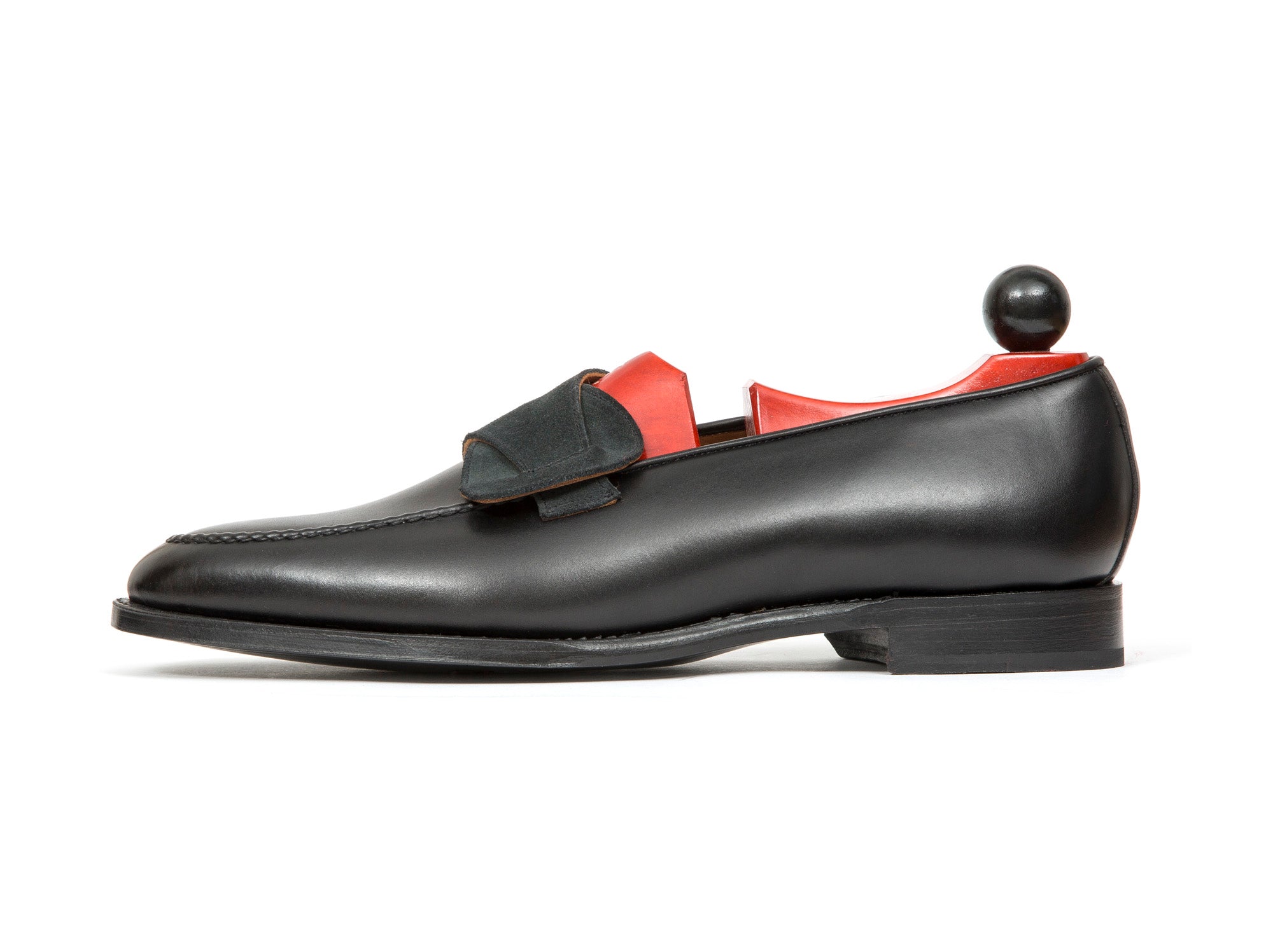 Hawthorne - MTO - Black Calf / Charcoal Suede - TMG Last - Single Leather Sole-Made To Order Butterfly Loafer Hand Stitched-J.FitzPatrick Footwear